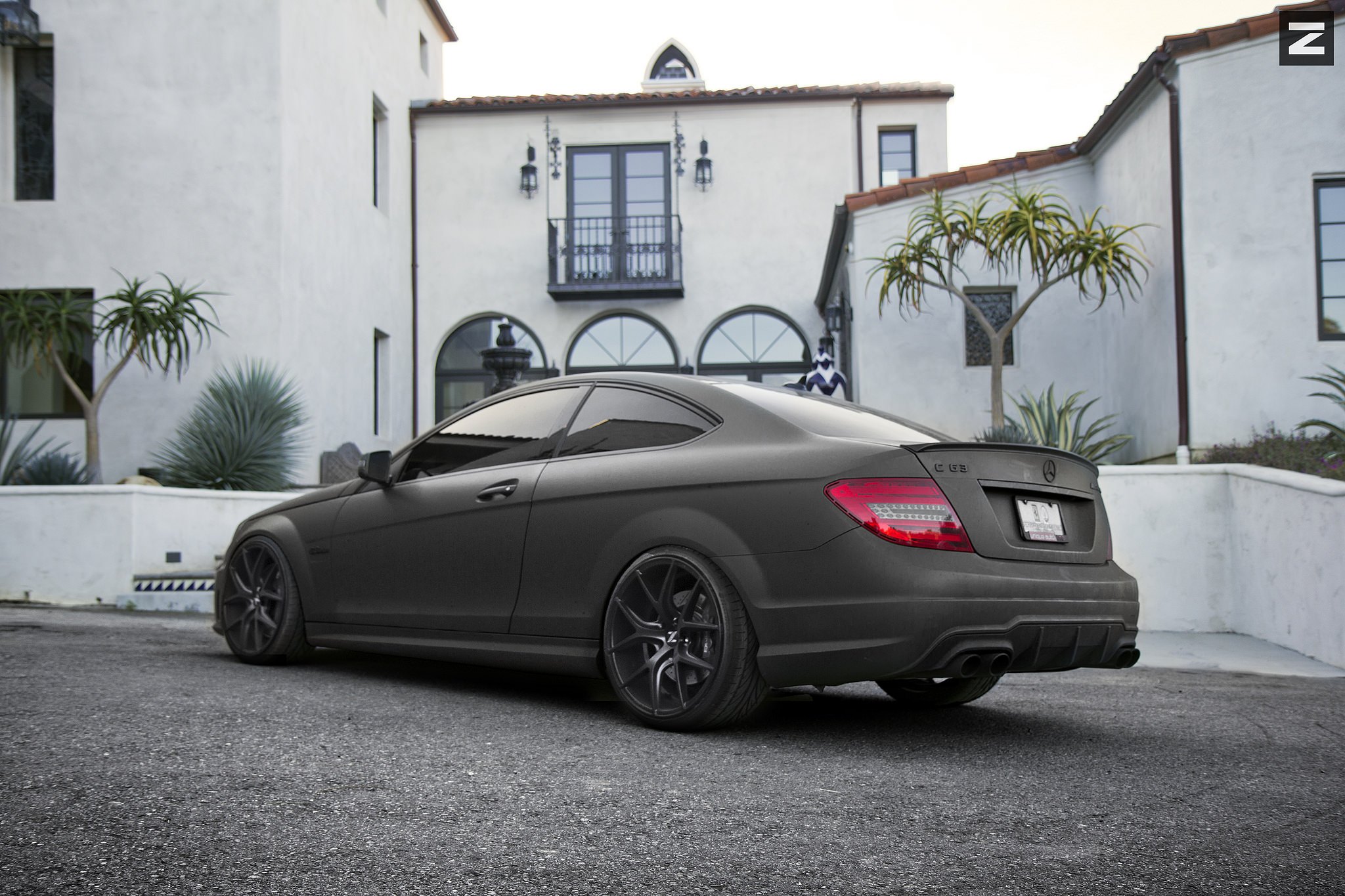 Black Zito Whels on Matte Gray Mercedes C Class - Photo by Zito Wheels