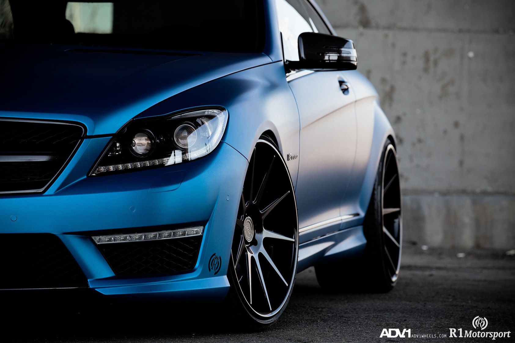 Gloss Black ADV1 Rims Fitted on Blue Mercedes CL - Photo by ADV.1