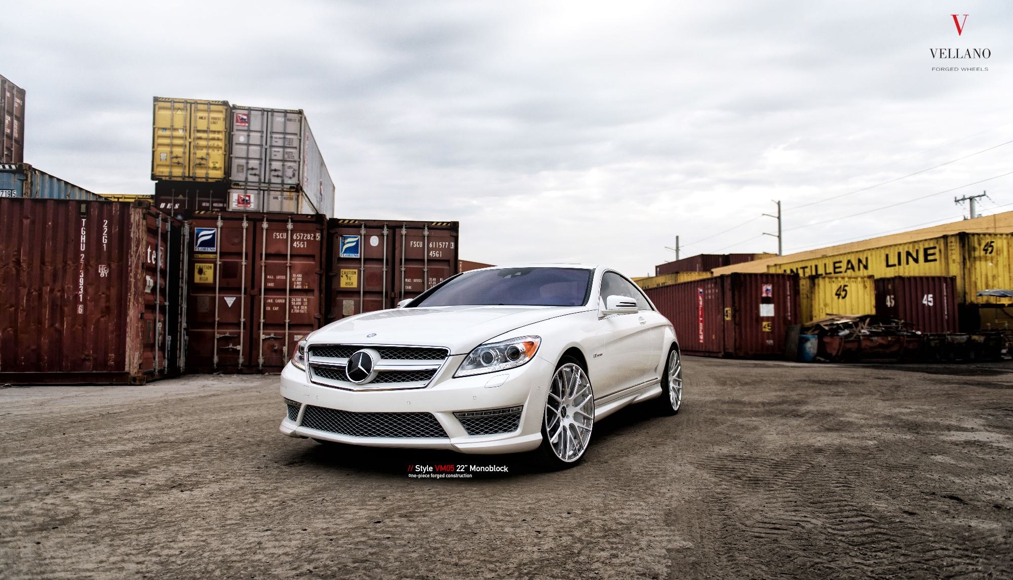 White Mercedes CL Class with Front Bumper Lip - Photo by Vellano