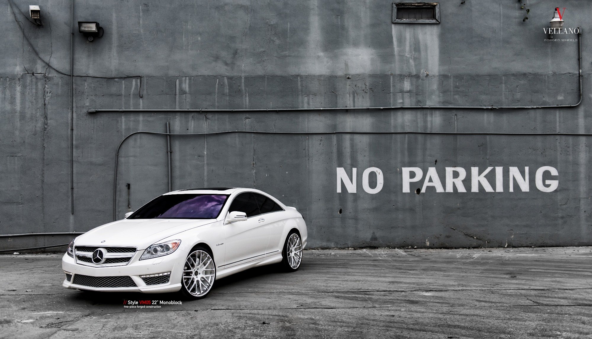 Custom White Mercedes CL Class Side Skirts - Photo by Vellano