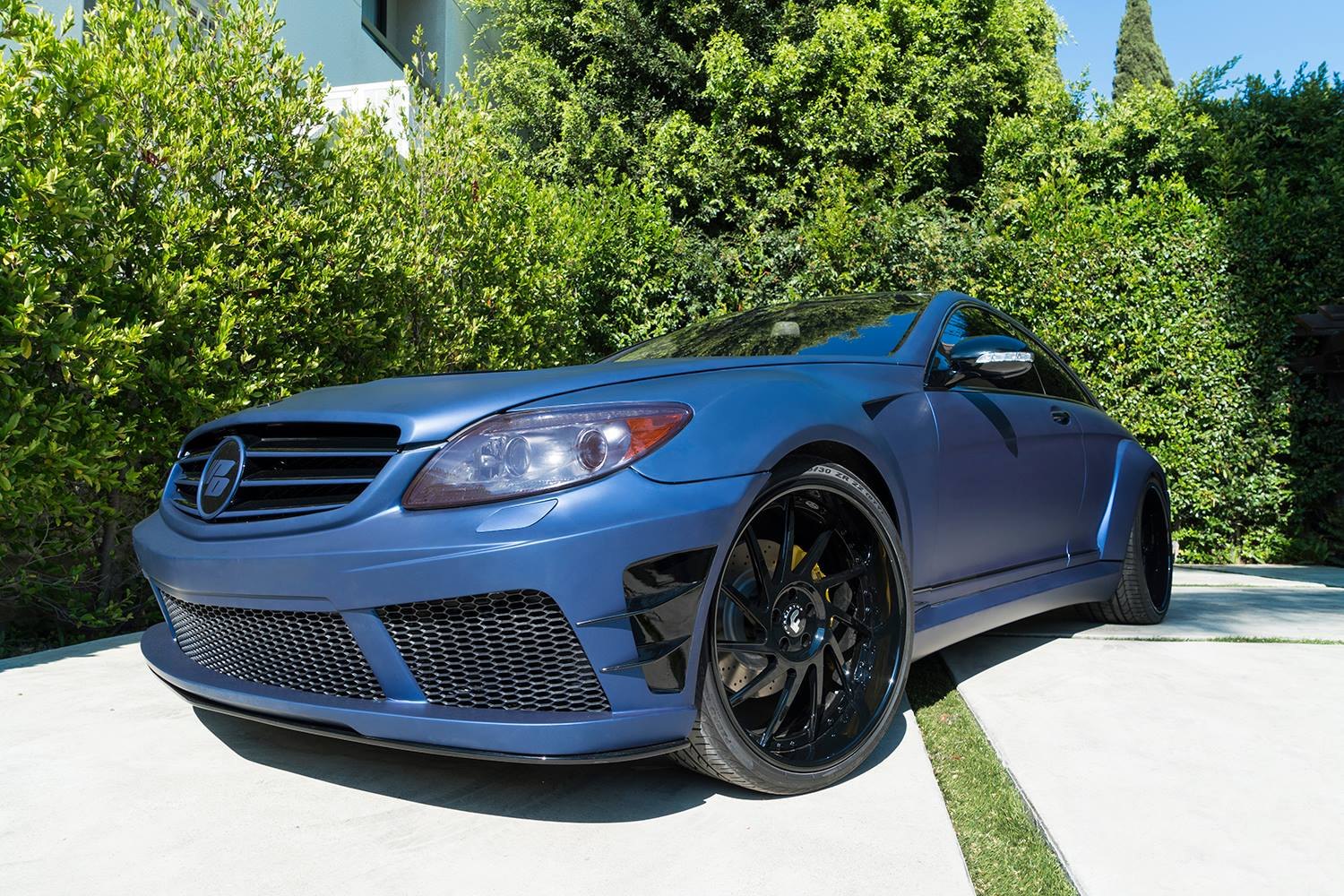 Matte Blue Mercedes CL Class with Custom Front Bumper - Photo by Forgiato