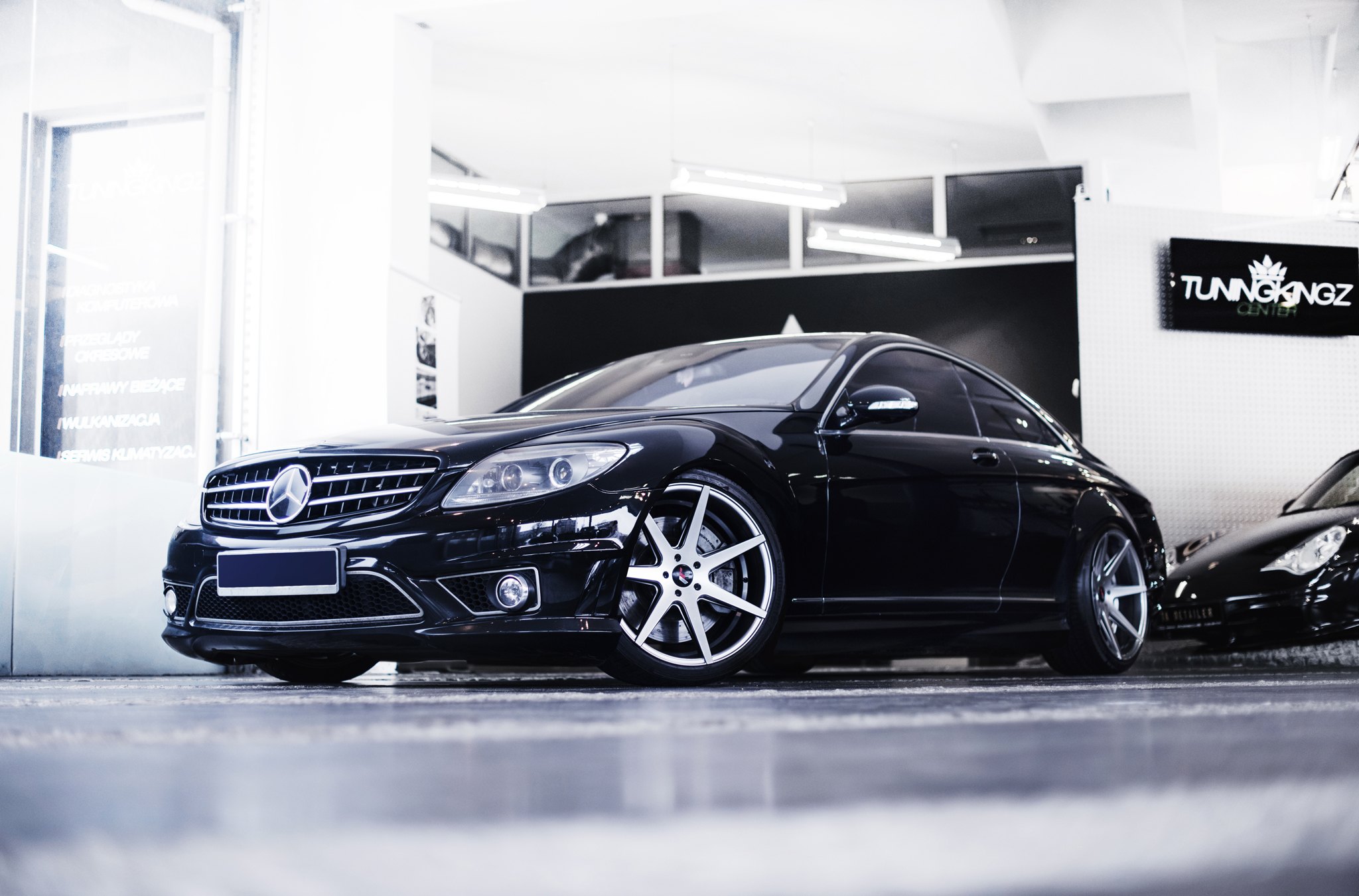 Crystal Clear Headlights on Black Mercedes CL Class - Photo by JR Wheels