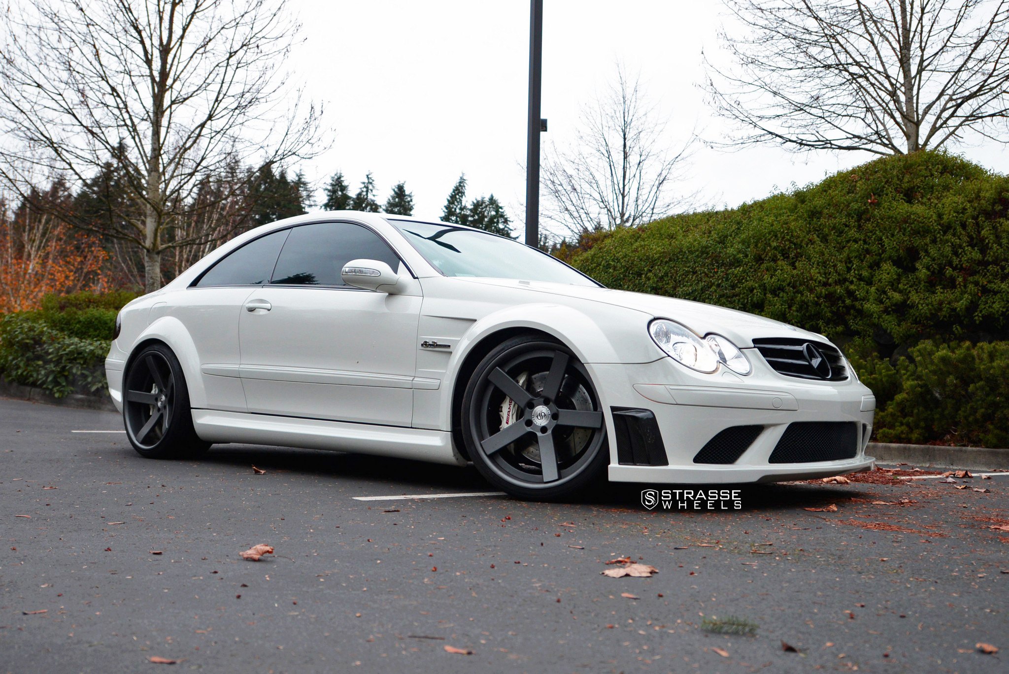 White Mercedes CLK-Class with Crystal Clear Halo Headlights - Photo by Strasse Forged