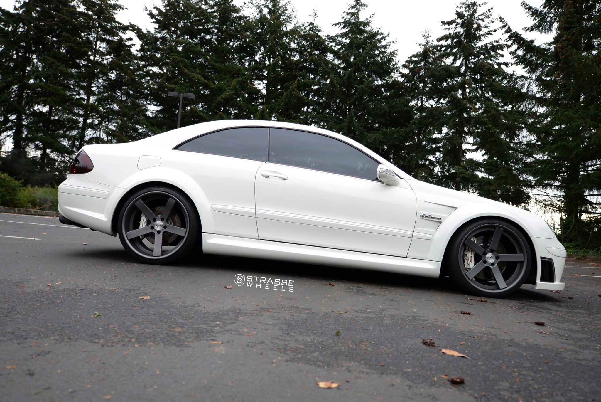Matte Black Strasse Wheels on White Mercedes CLK-Class - Photo by Strasse Forged