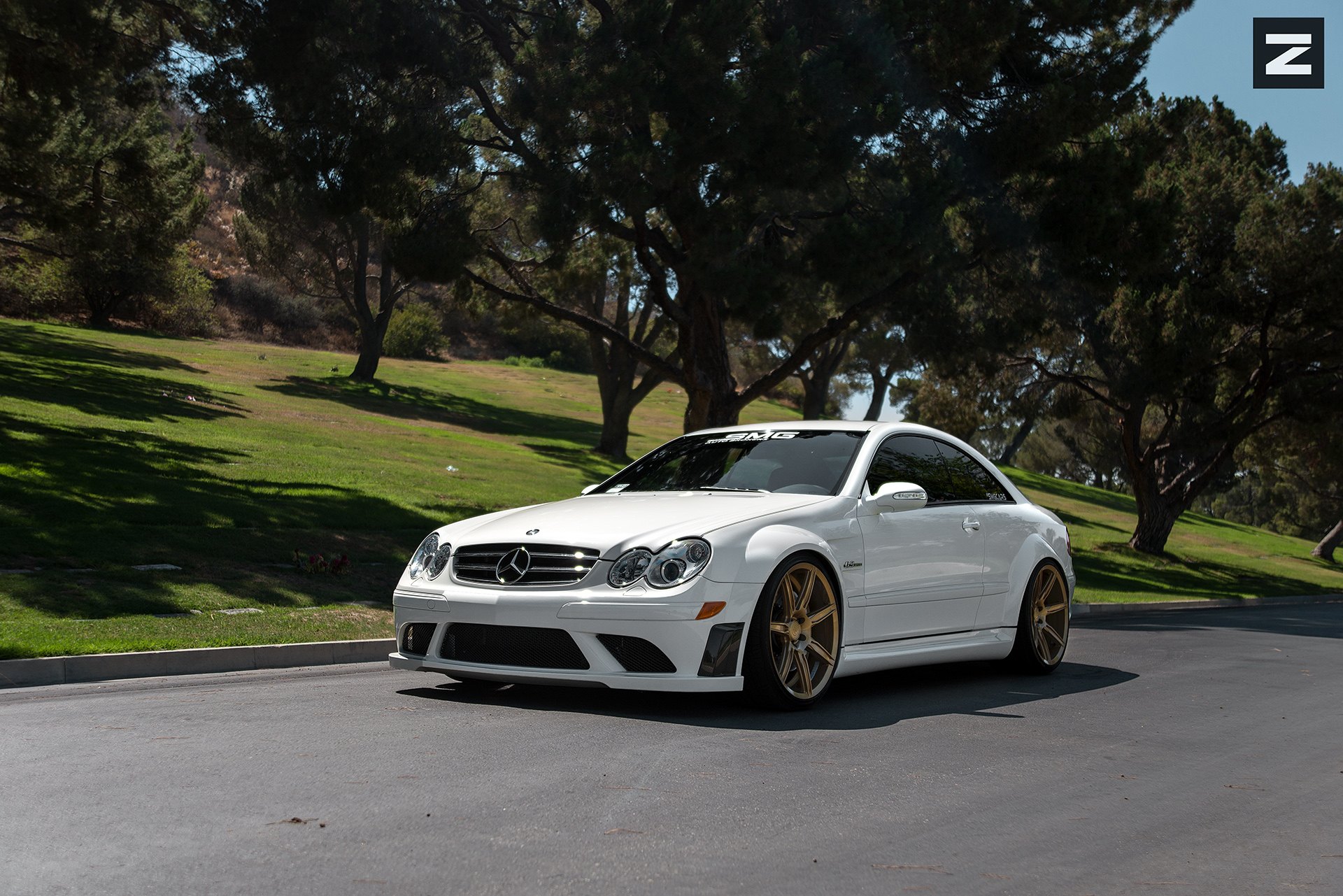 White Mercedes CLK Class with Custom Front Bumper - Photo by Zito Wheels