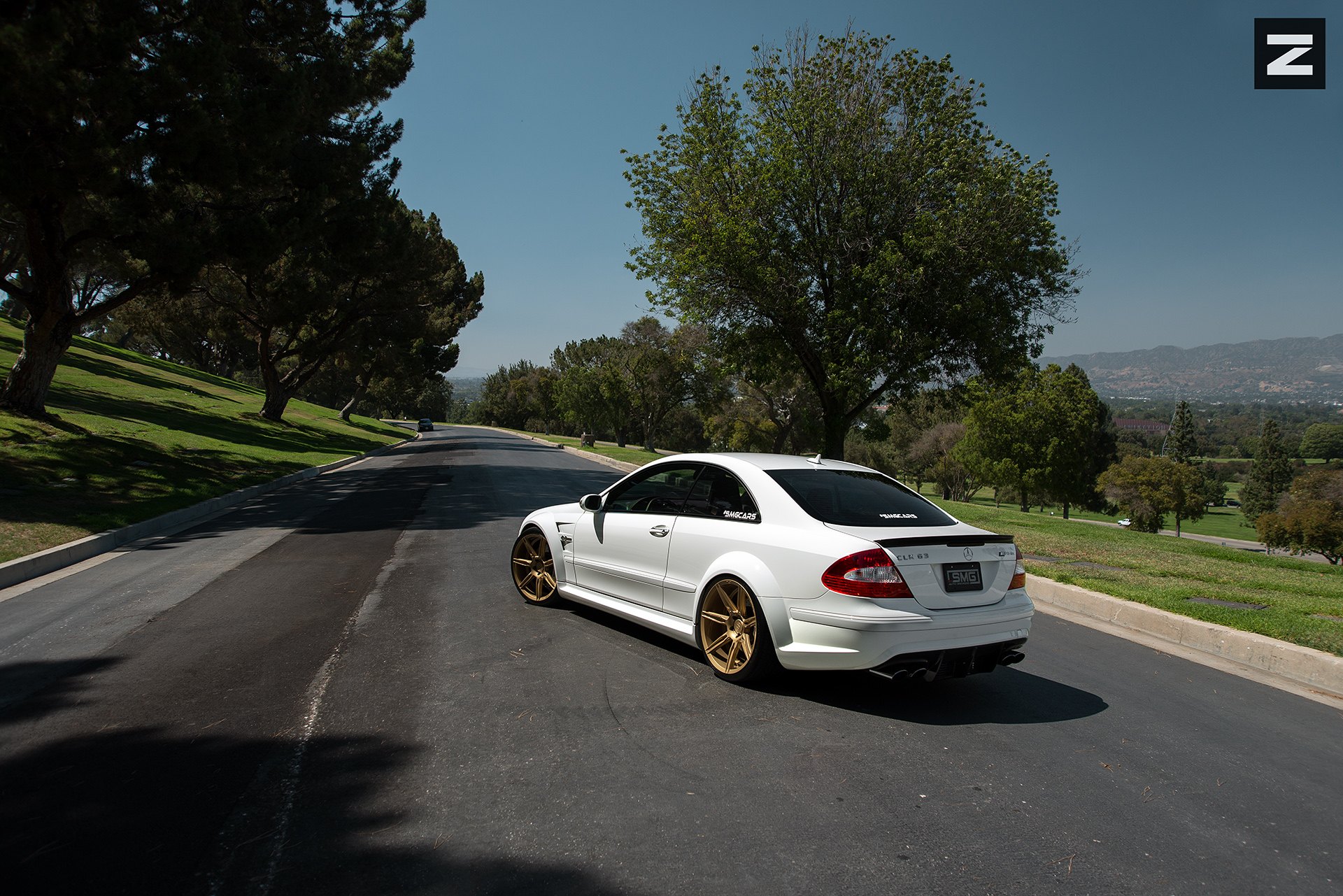 White Mercedes CLK Class with Red Clear LED Taillights - Photo by Zito Wheels