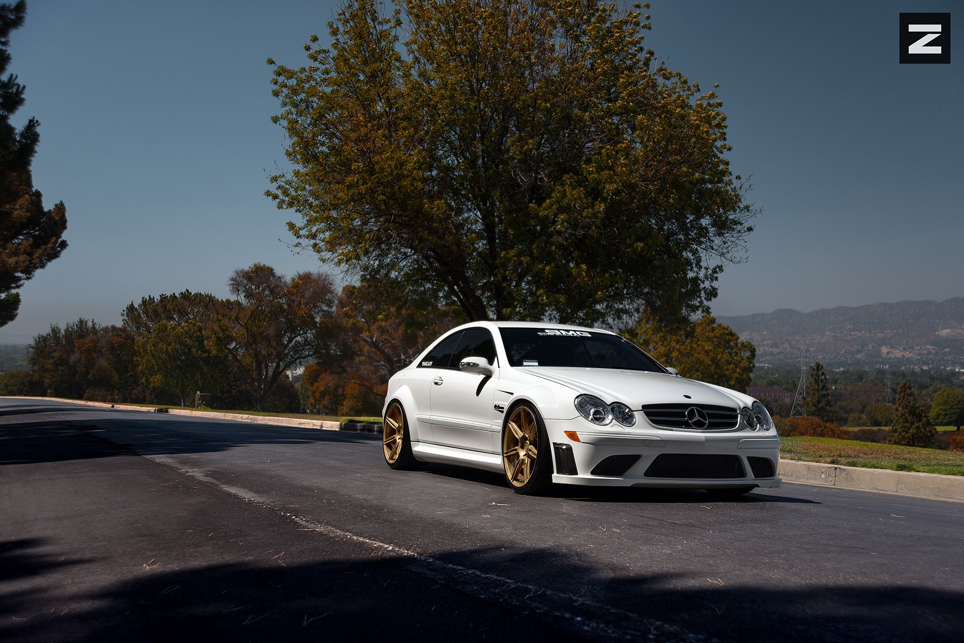 White Mercedes CLK Class with Matte Gold Zito Rims - Photo by Zito Wheels