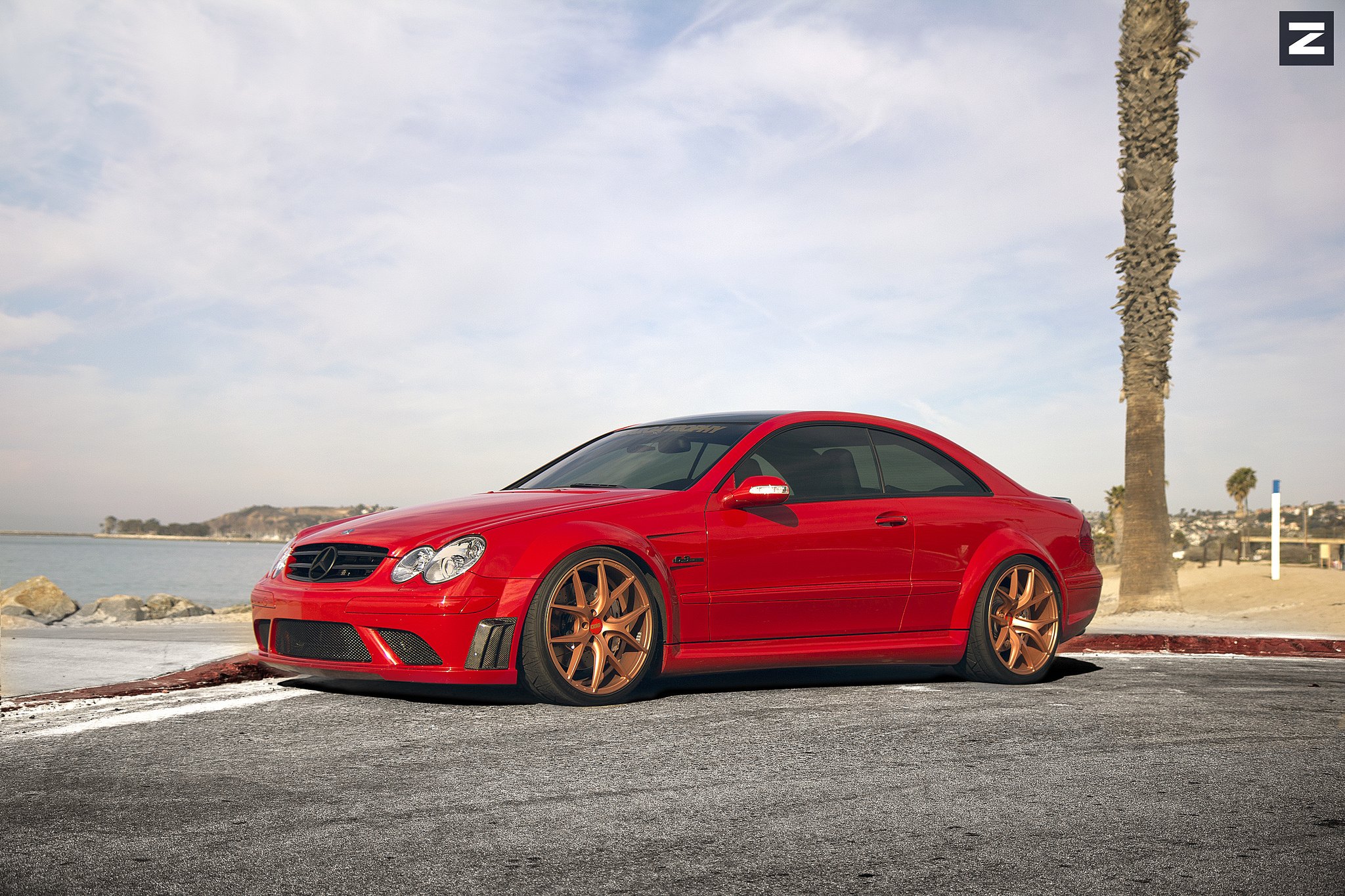 Red Mercedes CLK Class with Matte Bronze Zito Rims - Photo by Zito Wheels