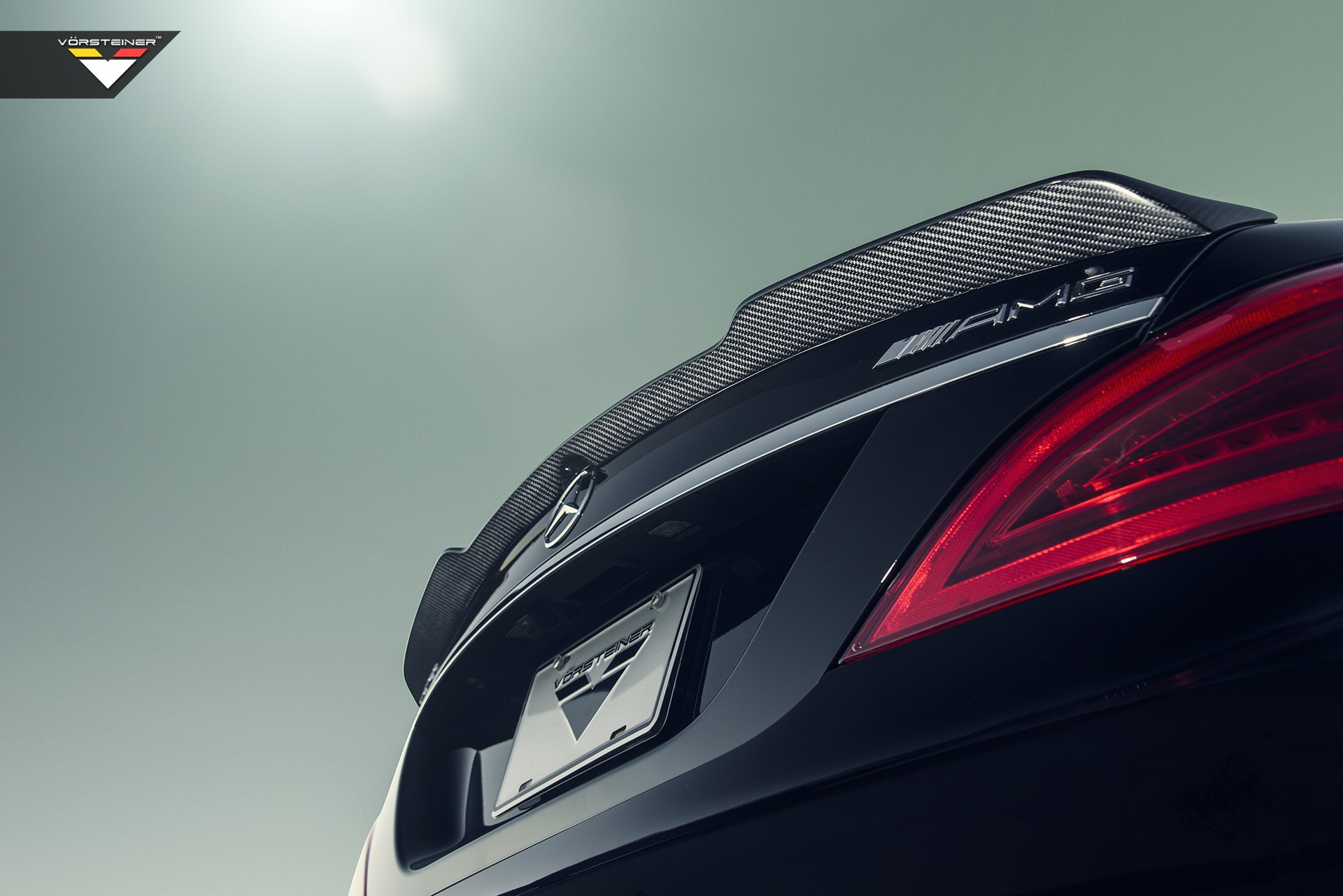 Custom Carbon Fiber Spoiler on Black Mercedes CLS Class - Photo by Vorstiner