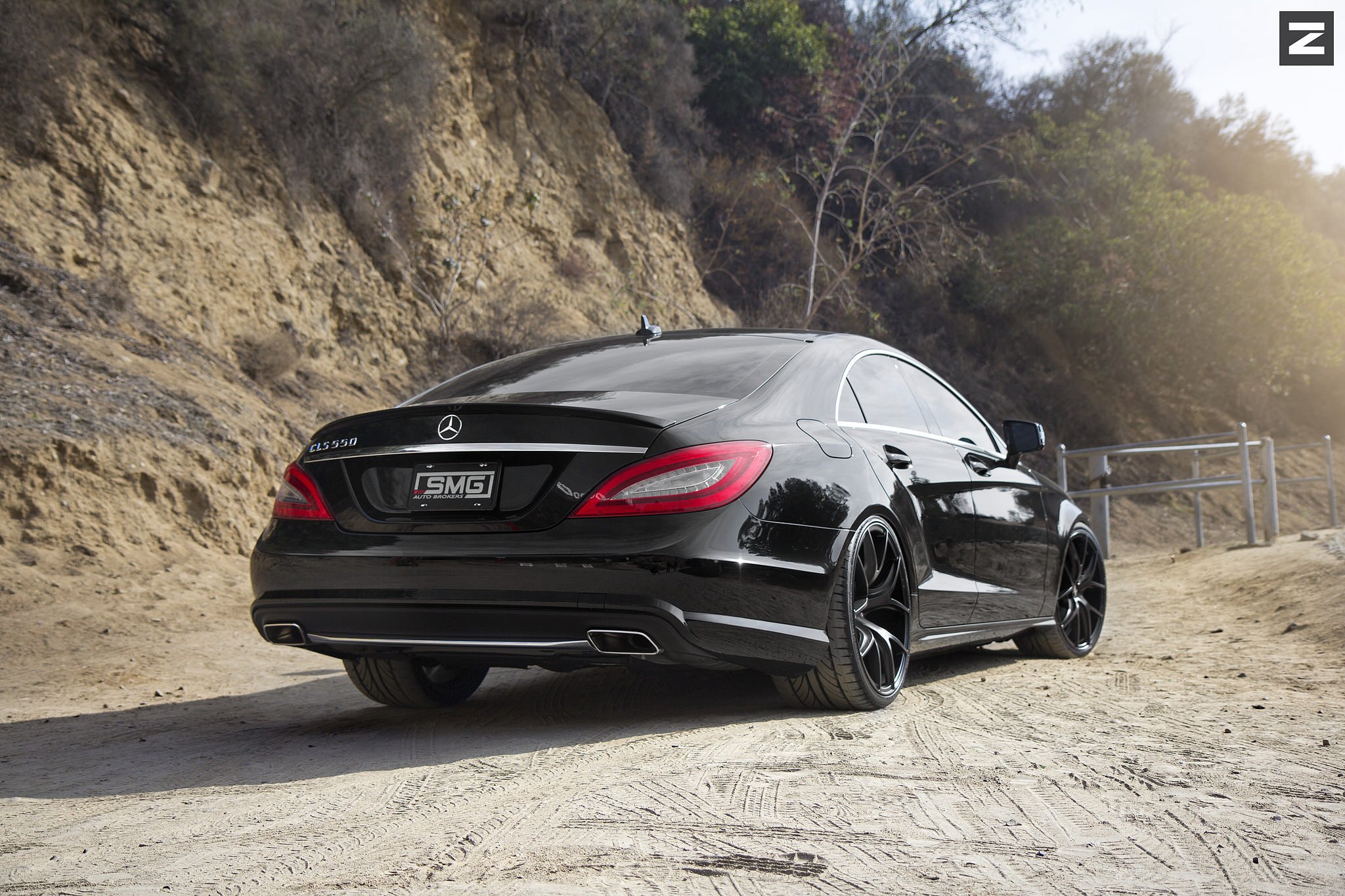 Black Mercedes CLS with Red Clear LED Taillights  - Photo by Zito Wheels