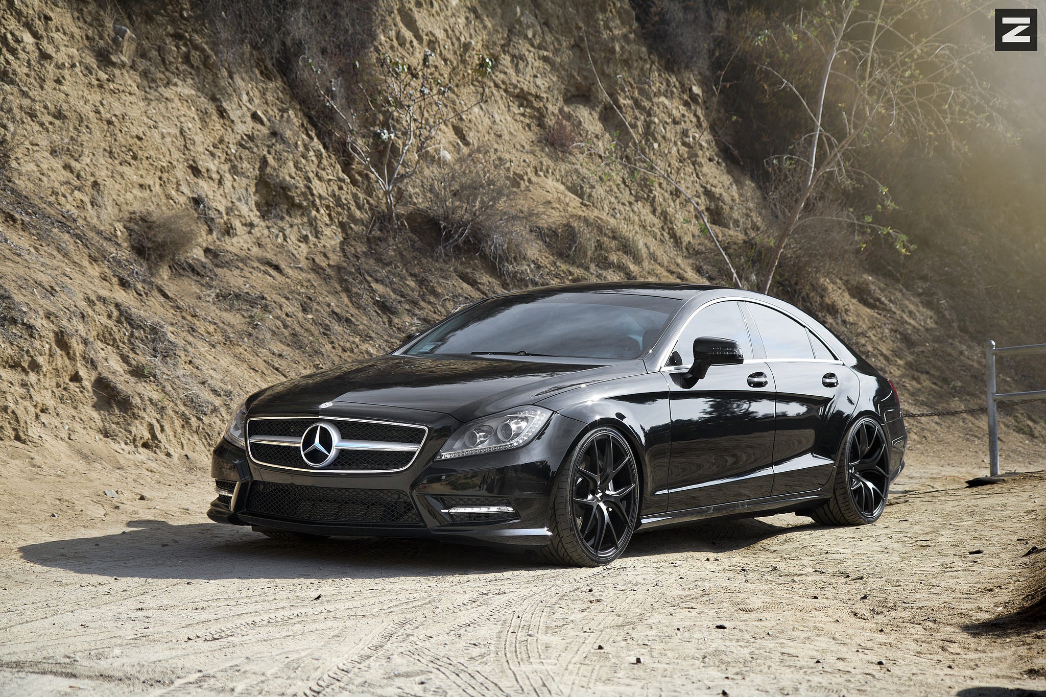 Black Mercedes CLS with Custom LED Headlights  - Photo by Zito Wheels