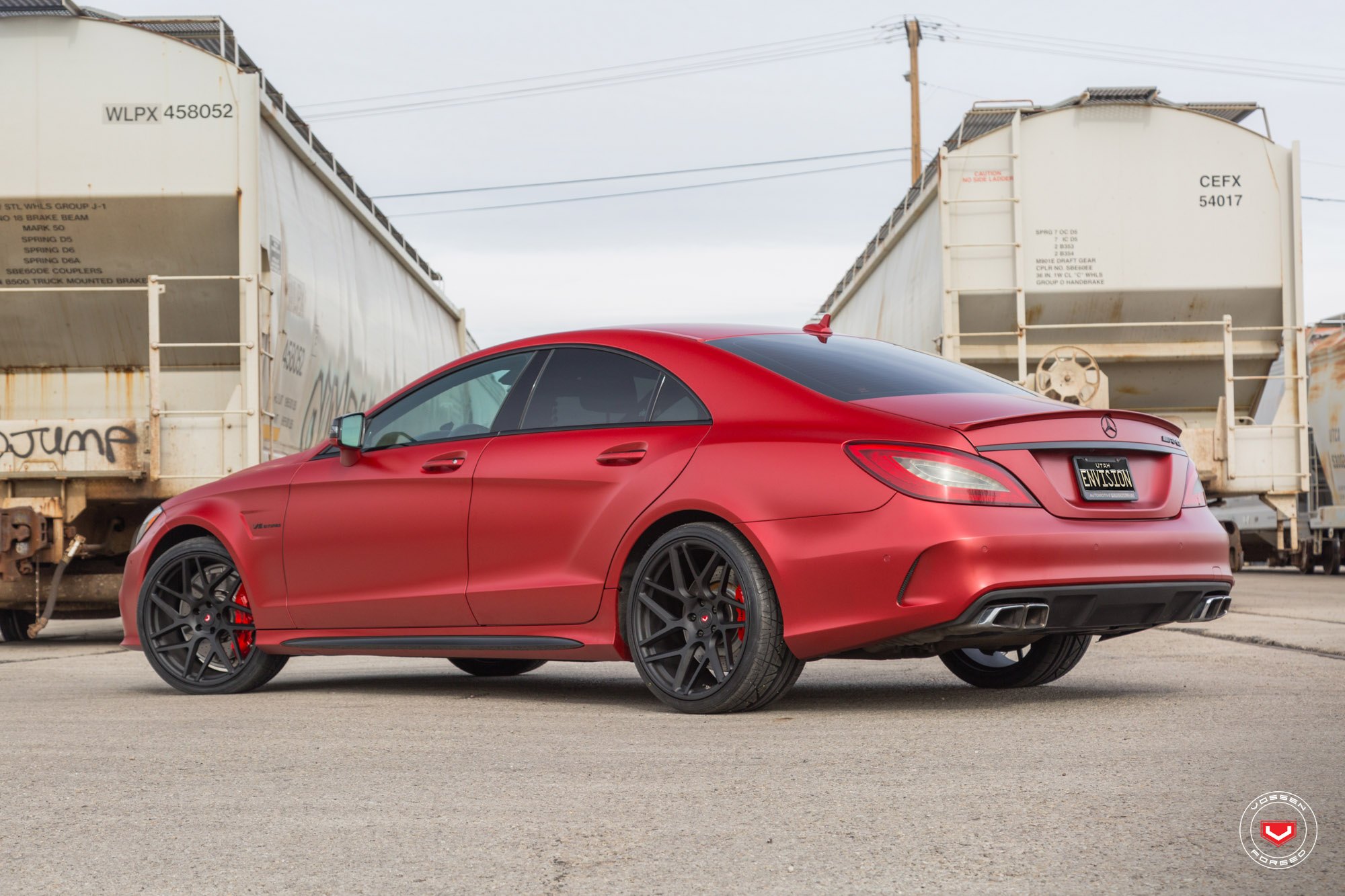 Red Mercedes CLS Class with Rear Lip Spoiler - Photo by Vossen