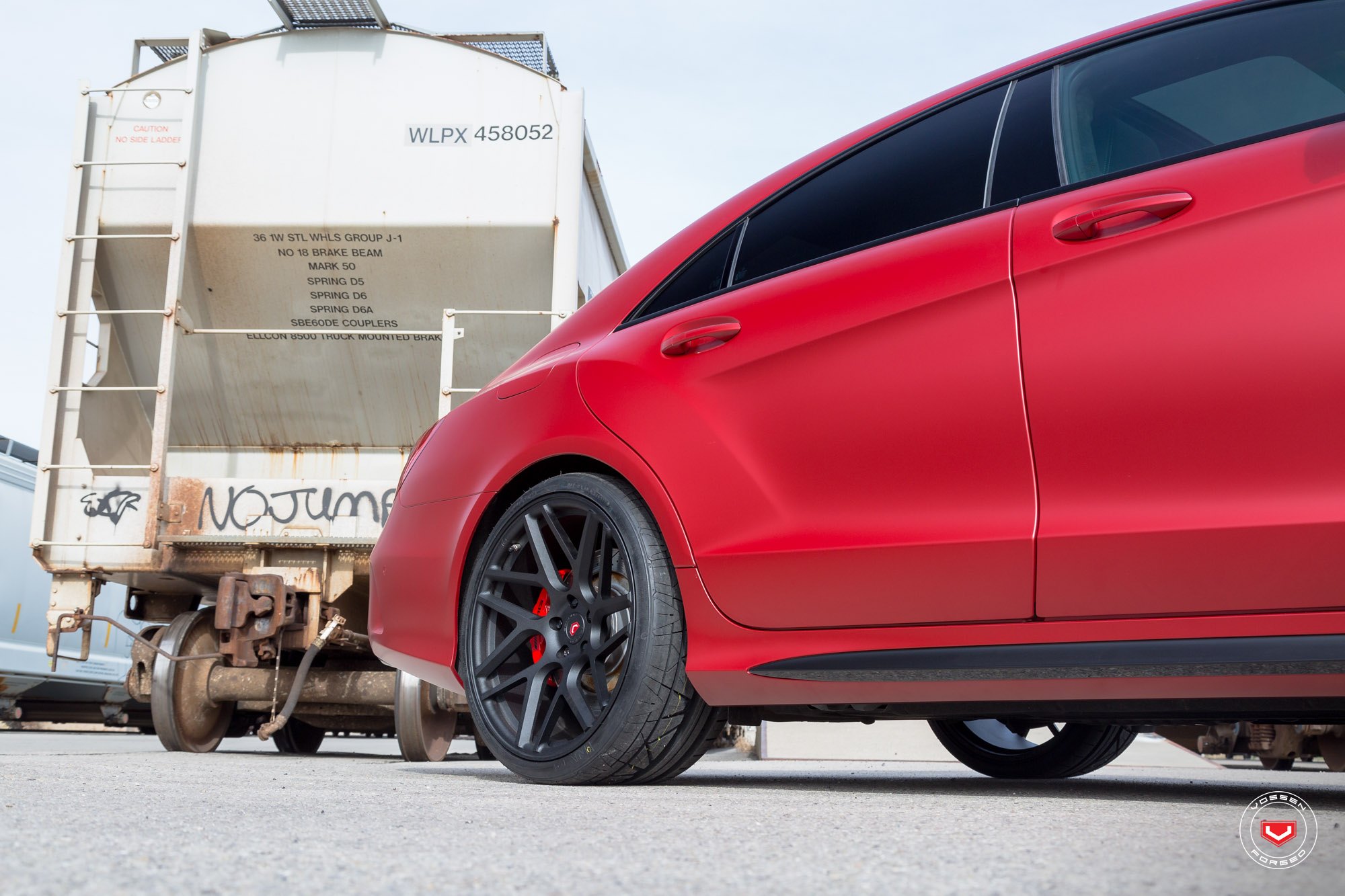 Custom Red Mercedes CLS Class Side Skirts - Photo by Vossen