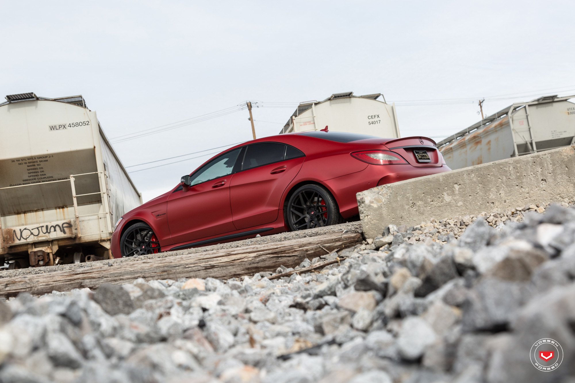 Red Clear LED Taillights on Red Mercedes CLS Class - Photo by Vossen