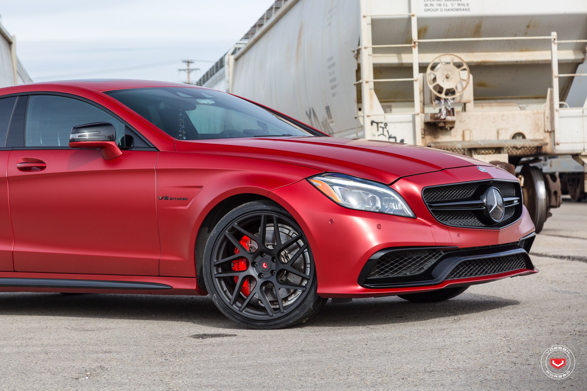Red Mercedes CLS Class with Forged Vossen Wheels - Photo by Vossen