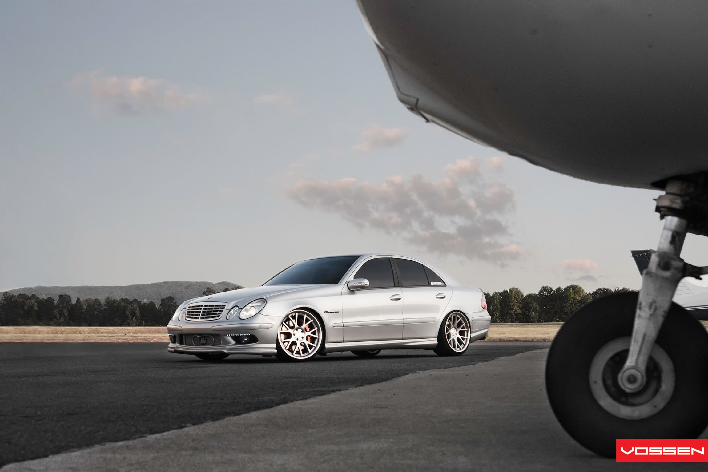 Silver Mercedes E Class with Custom Front Bumper - Photo by Vossen