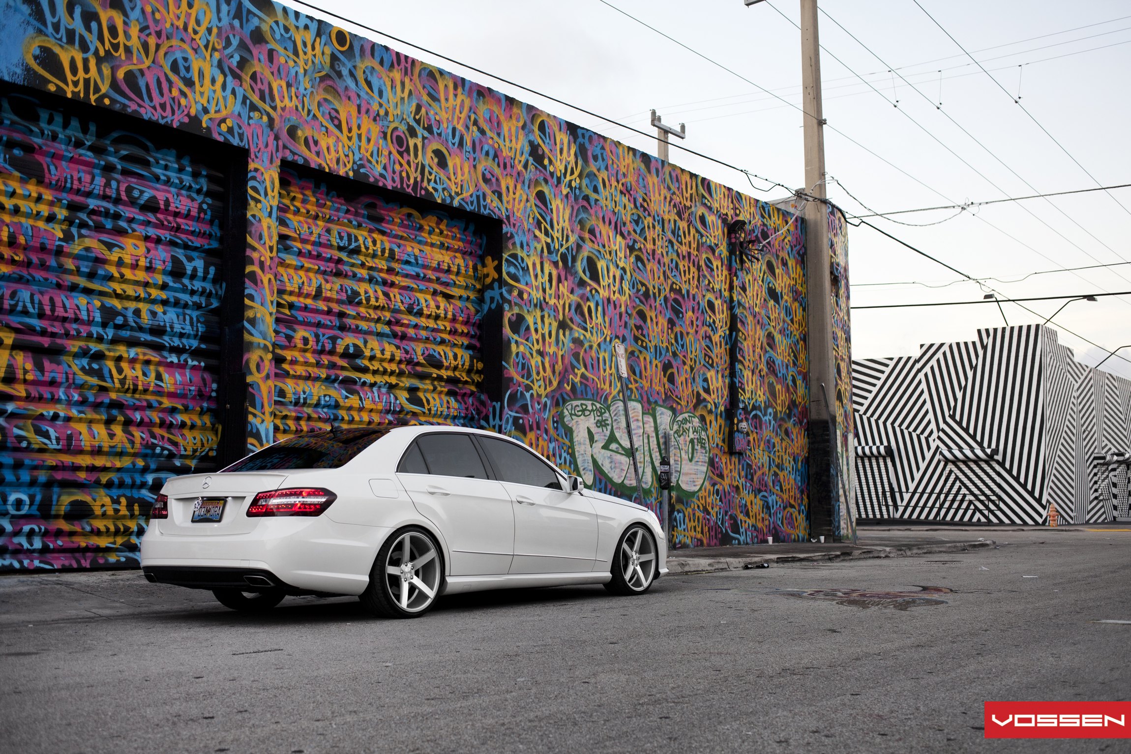 Aftermarket Rear Bumper Cover on White Mercedes E Class - Photo by Vossen