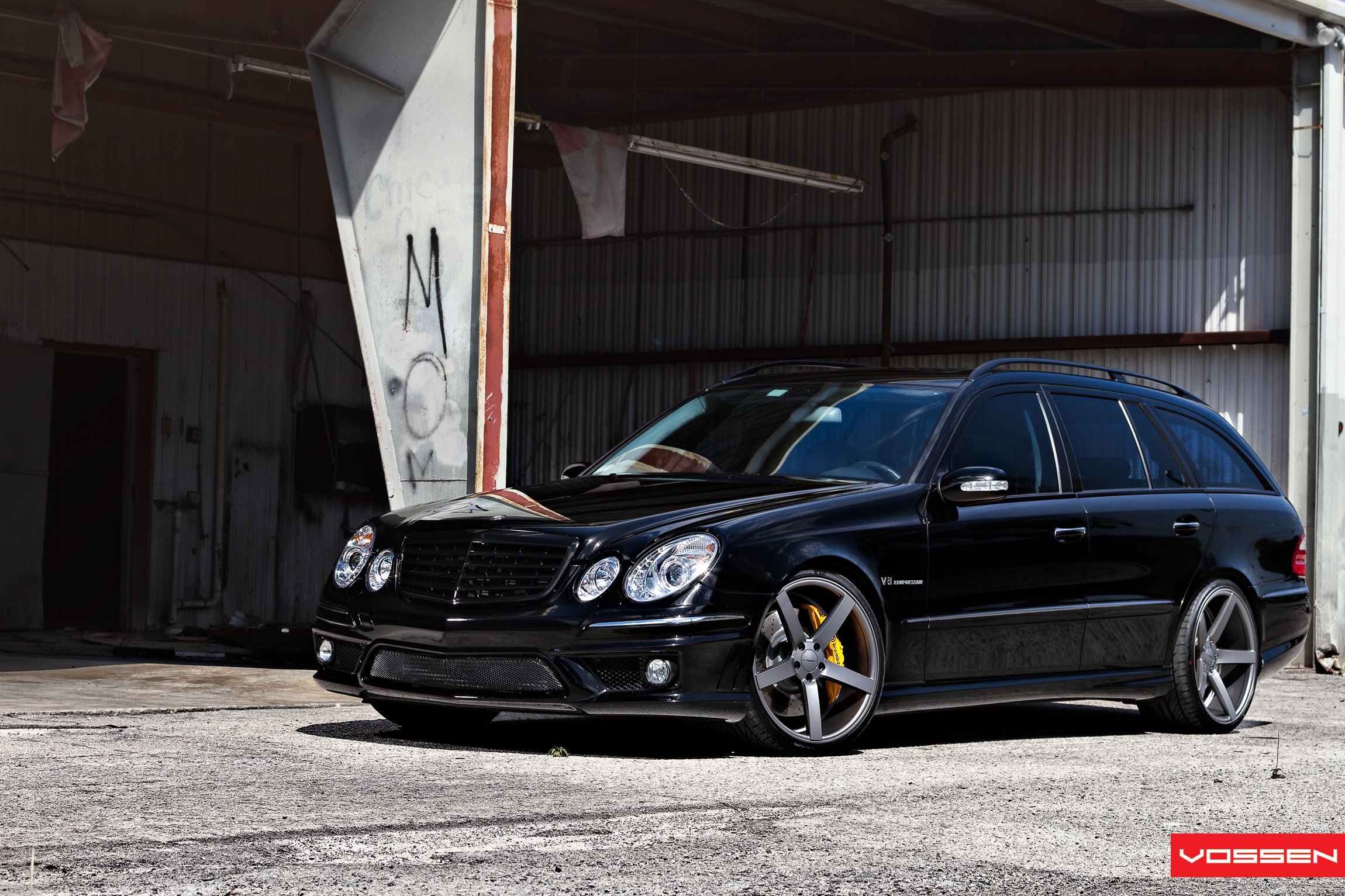 Black Mercedes E Class with Roof Rack System - Photo by Vossen