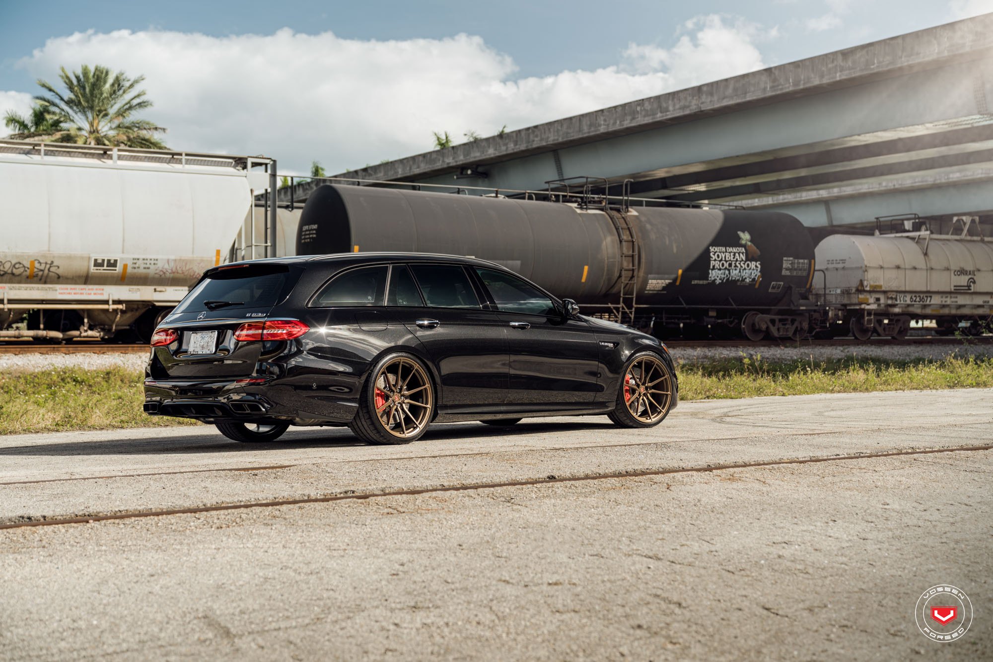 Black Mercedes E Class with Custom Rear Diffuser - Photo by Vossen