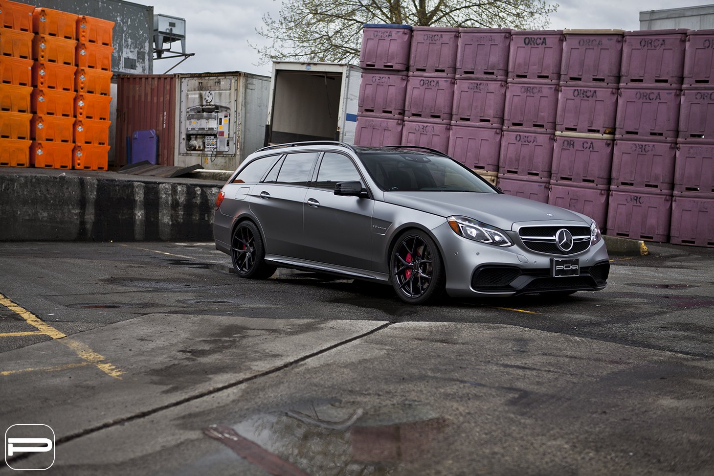 Gray Mercedes E Class with Custom Front Bumper - Photo by PUR Wheels