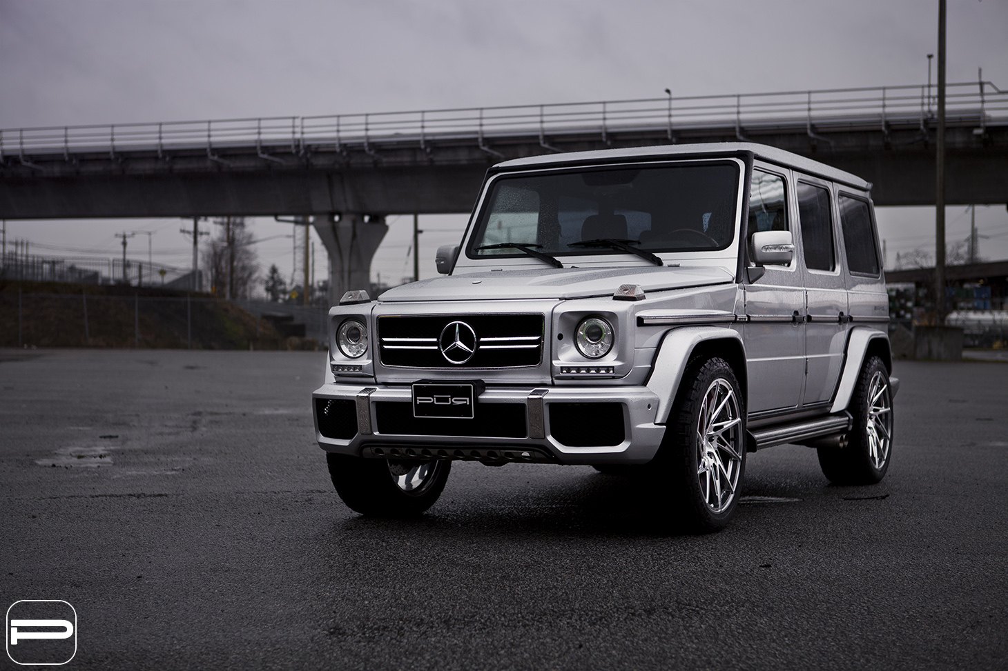 Crystal Clear LED Headlights on Gray Mercedes G Class - Photo by PUR Wheels