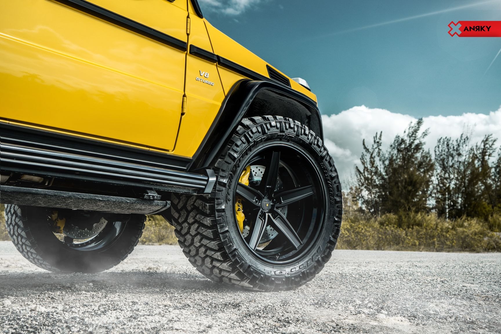 Satin Black Anrky Wheels on Yellow Mercedes G Class - Photo by Anrky Wheels