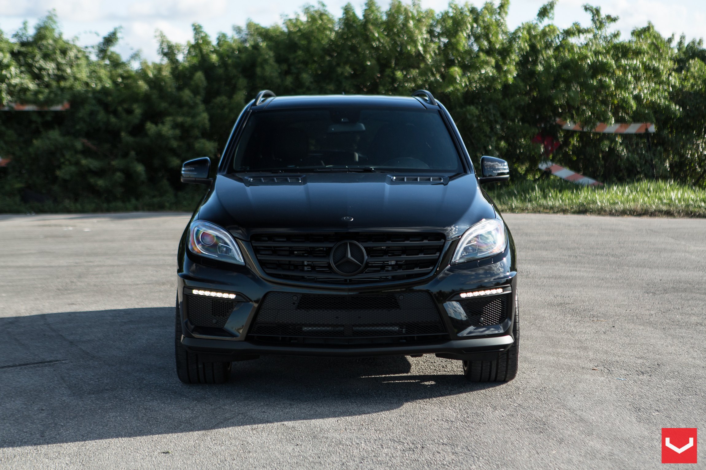 Black Mercedes M Class with Custom LED Headlights - Photo by Vossen
