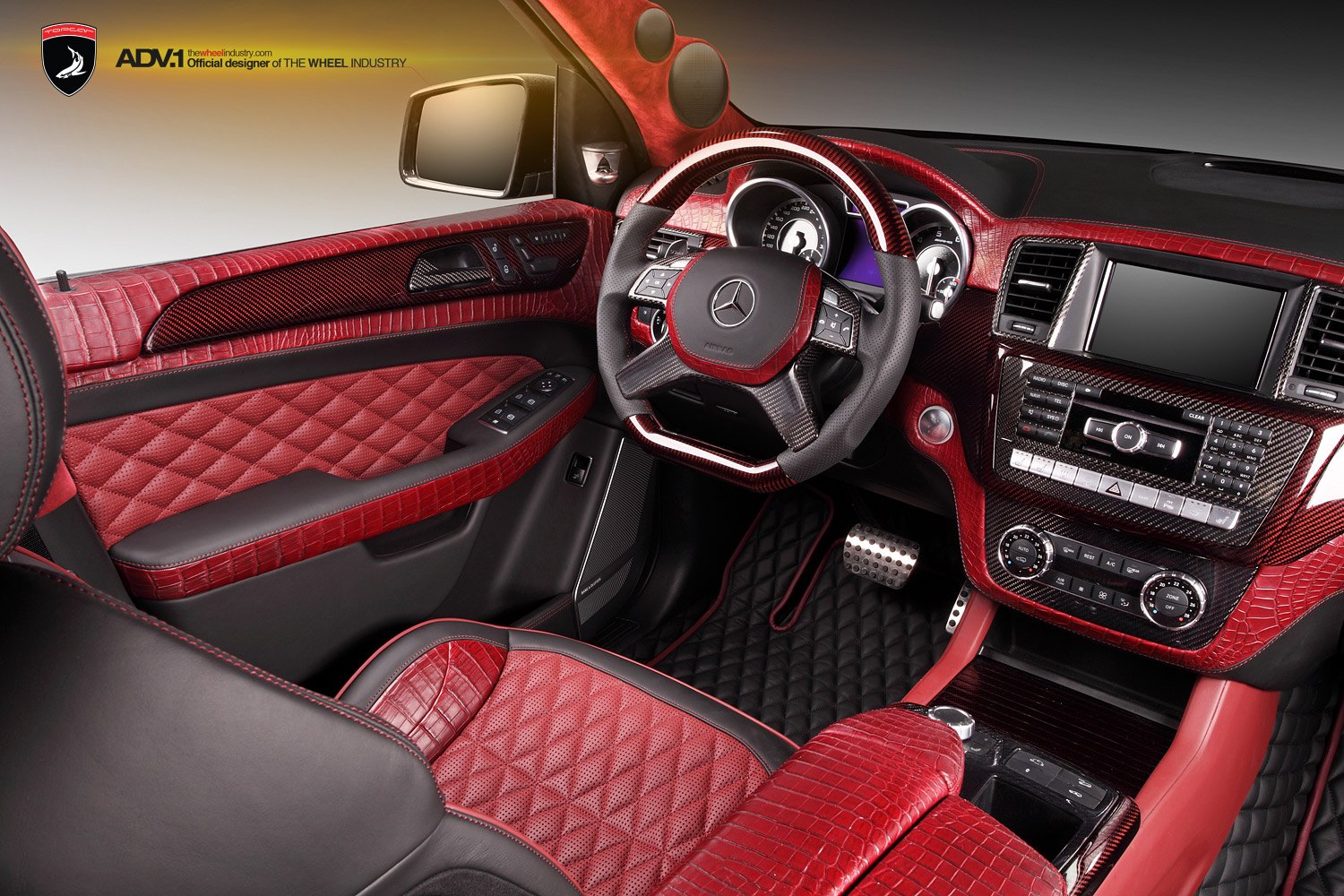 Rich Red Interior With Crocodile Leather in Mercedes M-Class - Photo by ADV.1