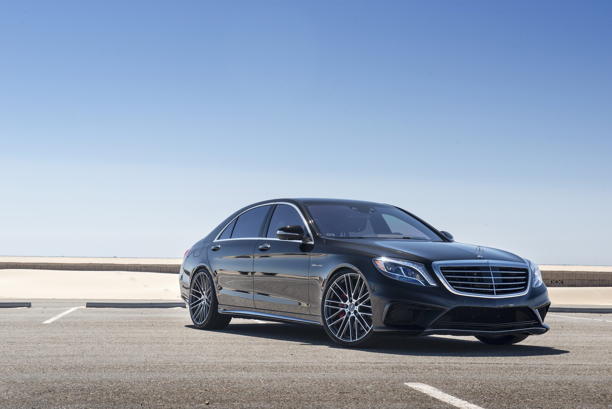 Black Mercedes S Class with Chrome Billet Grille - Photo by Mandrus Wheels