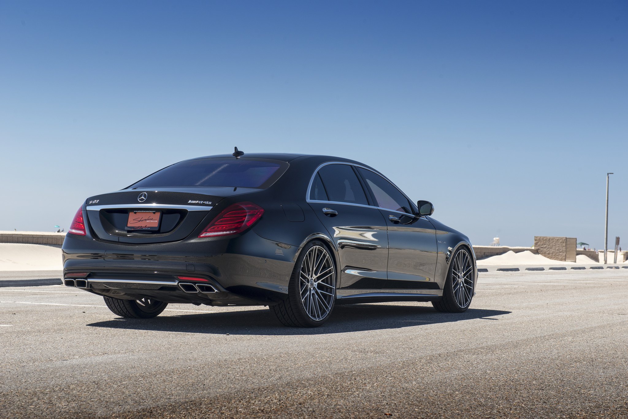 Black Mercedes S Class with Red LED Taillights - Photo by Mandrus Wheels