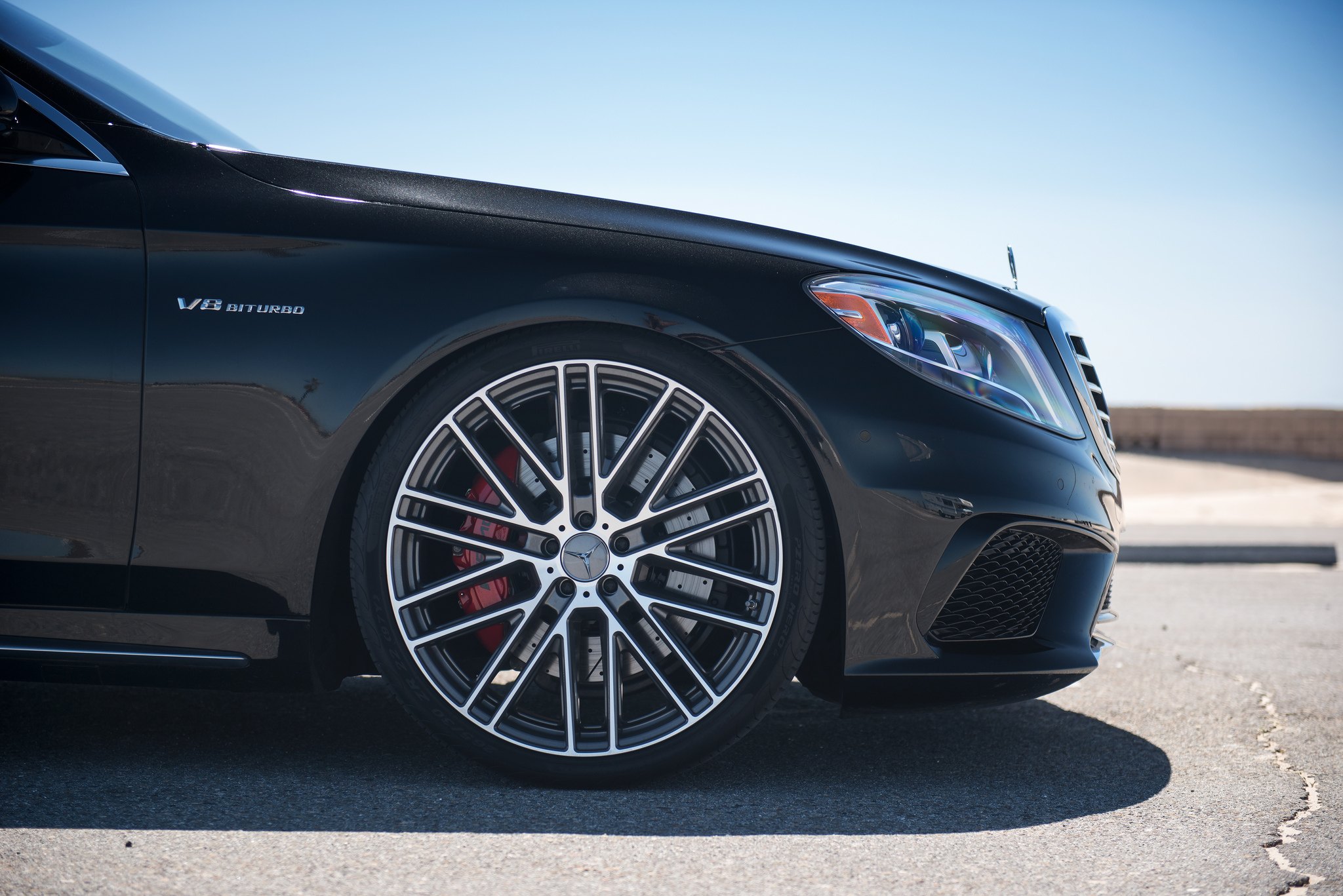 Mandrus Rims with Red Brakes on Black Mercedes S Class - Photo by Mandrus Wheels