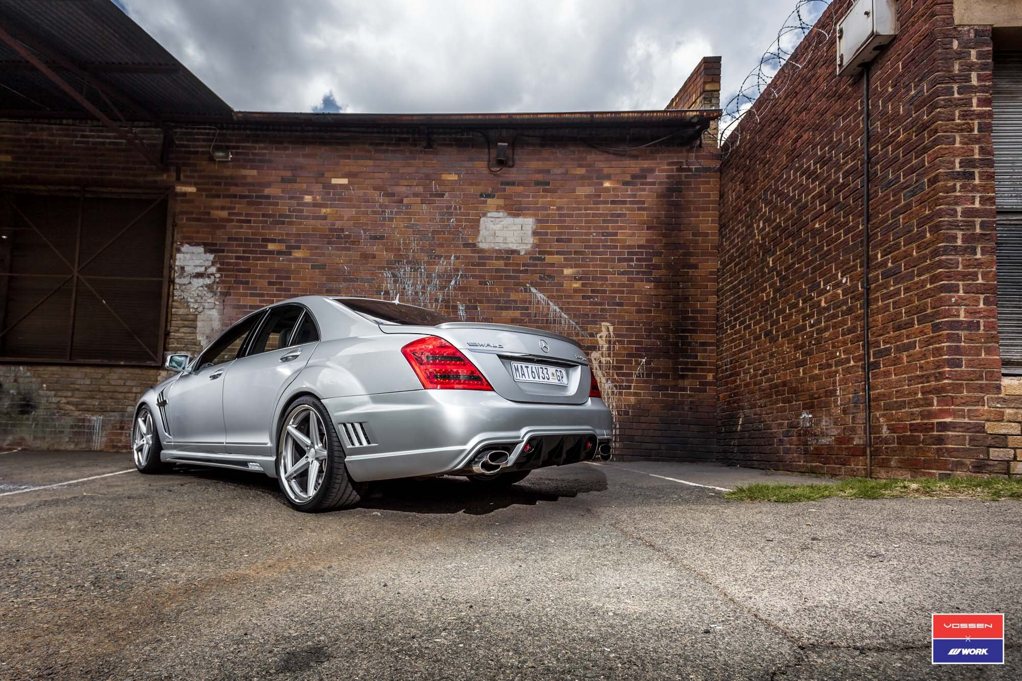 Aftermarket Rear Diffuser on Silver Mercedes S Class - Photo by Vossen