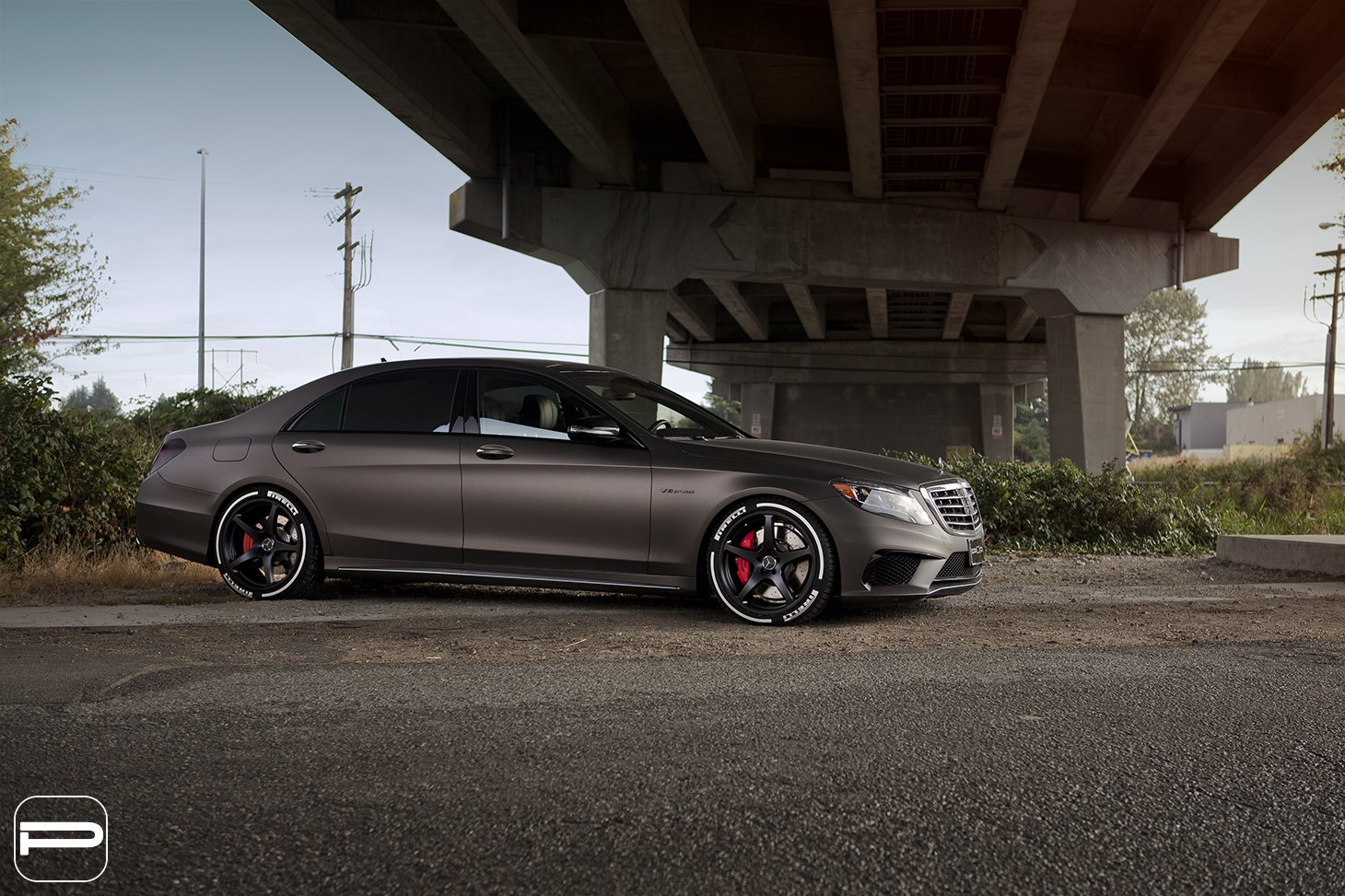 Custom Gray Matte Mercedes S Class Side Skirts - Photo by PUR Wheels