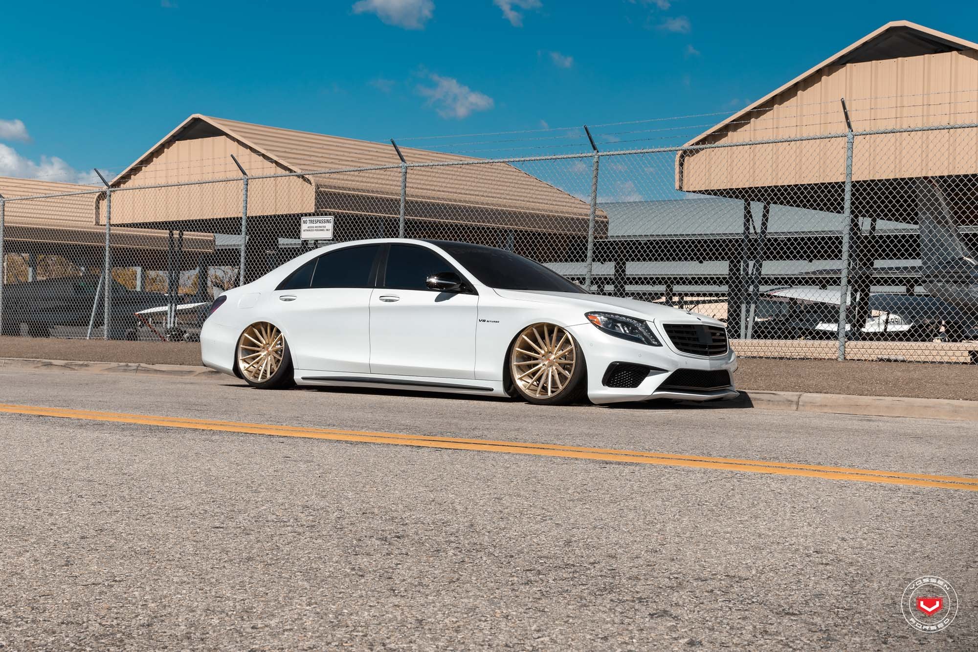 Custom Lowered White Pearl Mercedes S Class - Photo by Vossen
