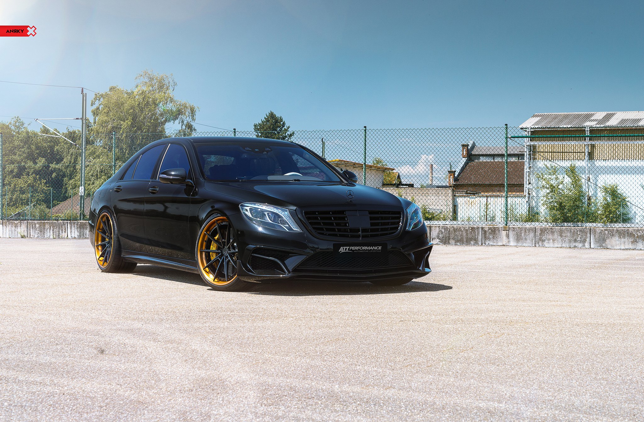 Black Mercedes S Class with Crystal Clear LED Taillights - Photo by Anrky Wheels