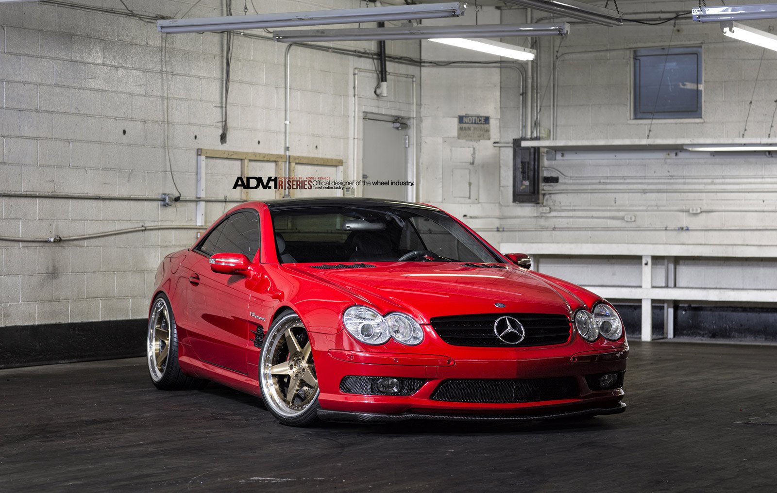 Carbon Fiber Front Lip on Red Mercedes S Class - Photo by ADV.1