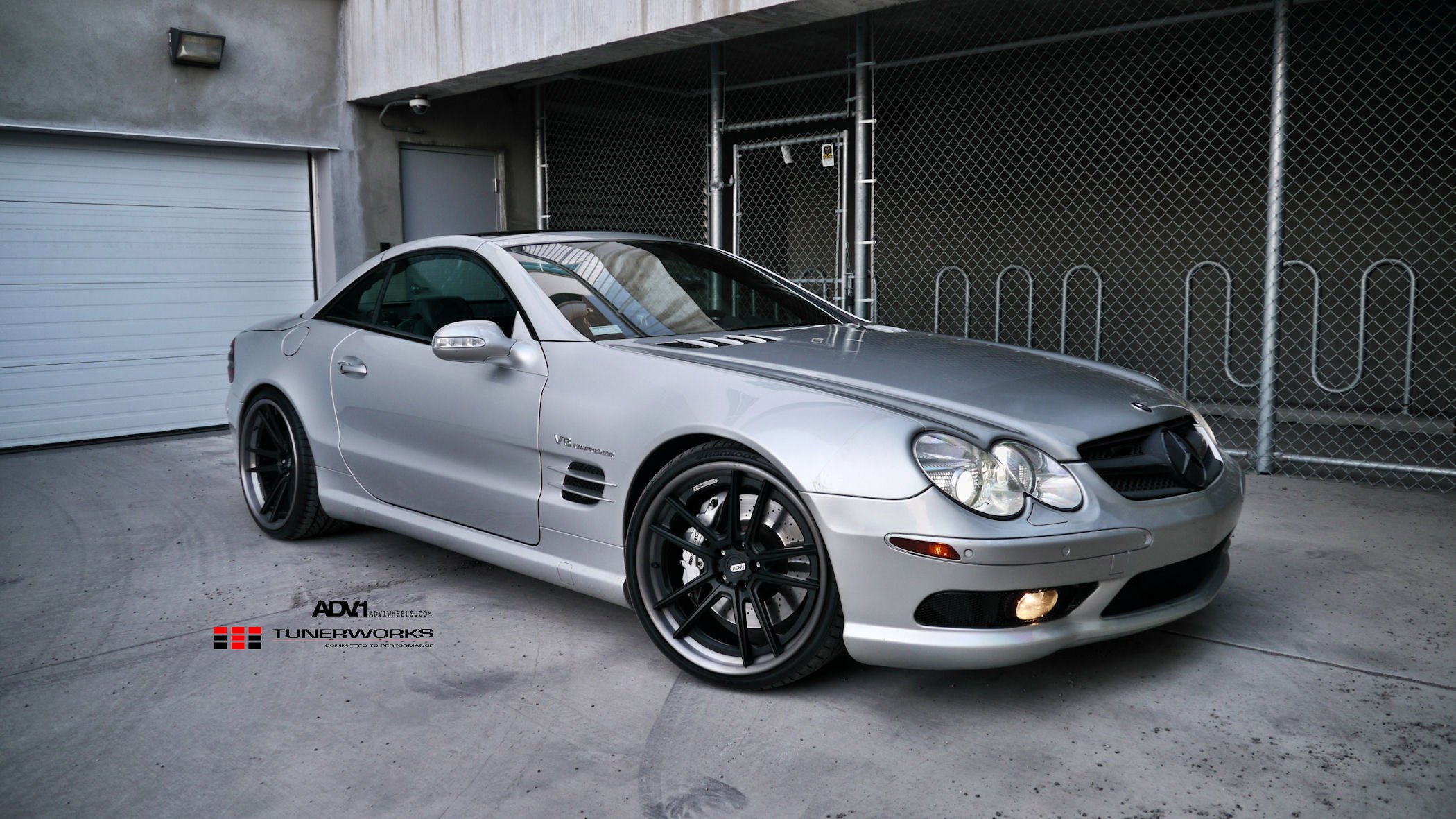 Silver Mercedes SL Class with Blacked Out Grille  - Photo by ADV.1