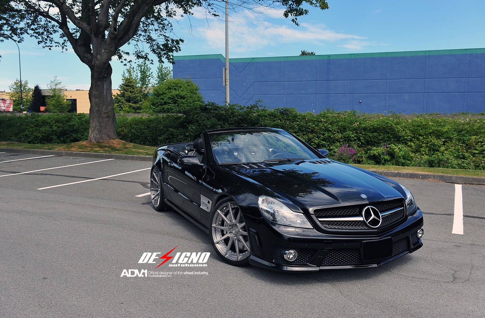 Black Convertible Mercedes SL Class with Custom Front Lip - Photo by ADV.1