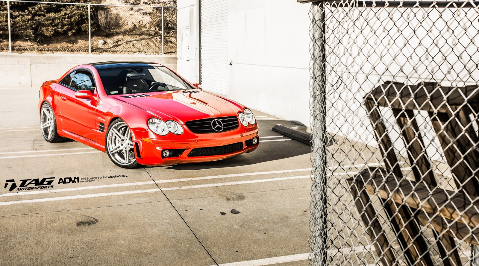Aftermarket Vented Hood on Red Mercedes SL Class - Photo by ADV.1