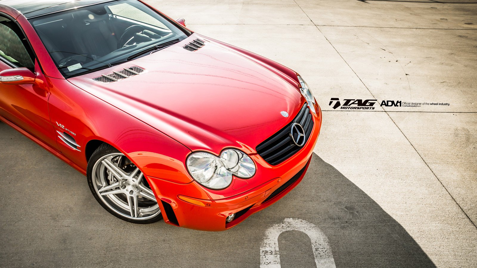 Red Mercedes SL Class with Silver Polished ADV1 Rims - Photo by ADV.1