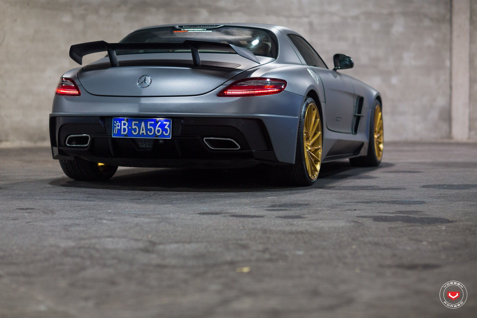 Mercedes SLS with Large Wing Spoiler - Photo by Vossen