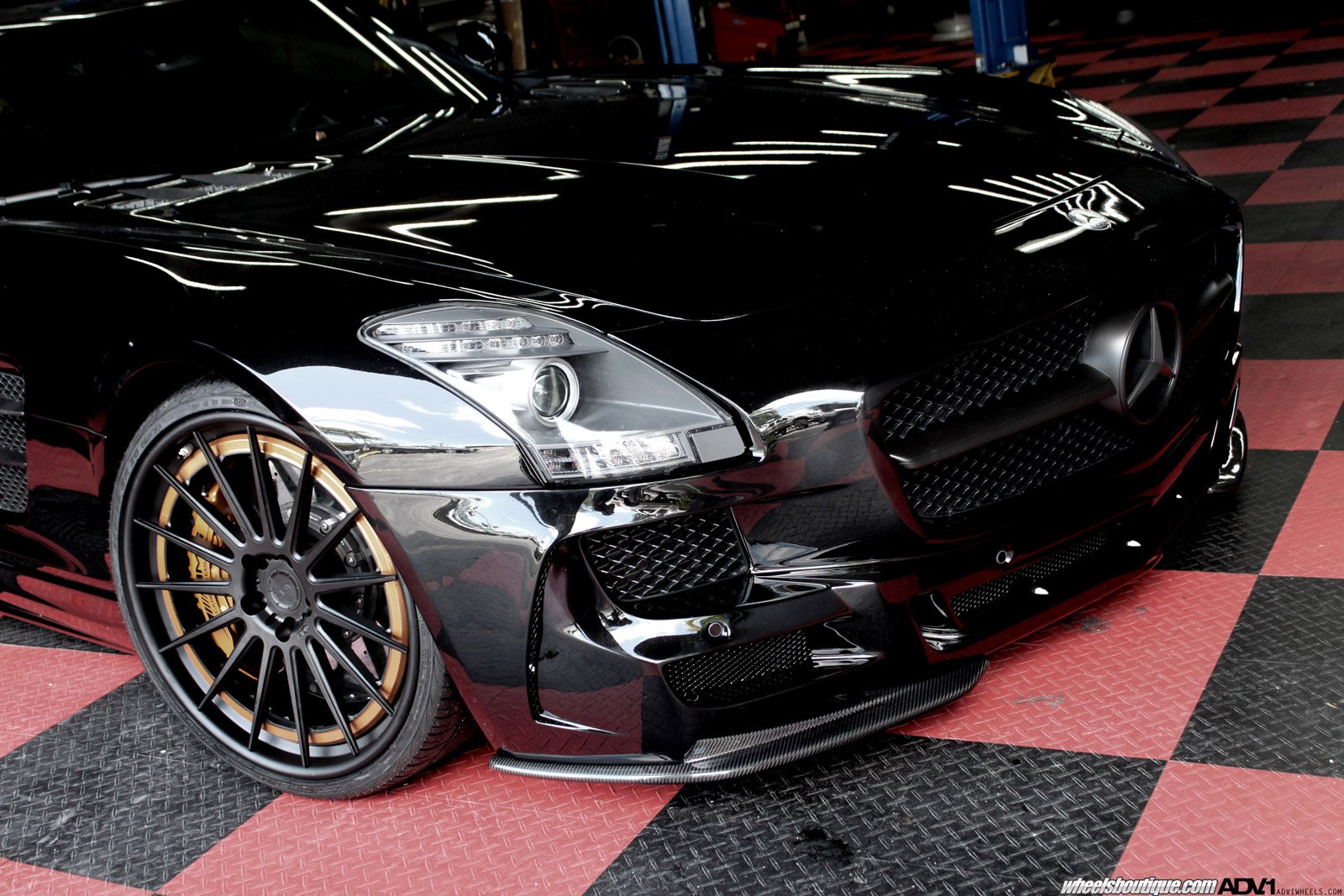 Blacked Out Mercedes SLS with Custom ADV1 Wheels - Photo by ADV.1