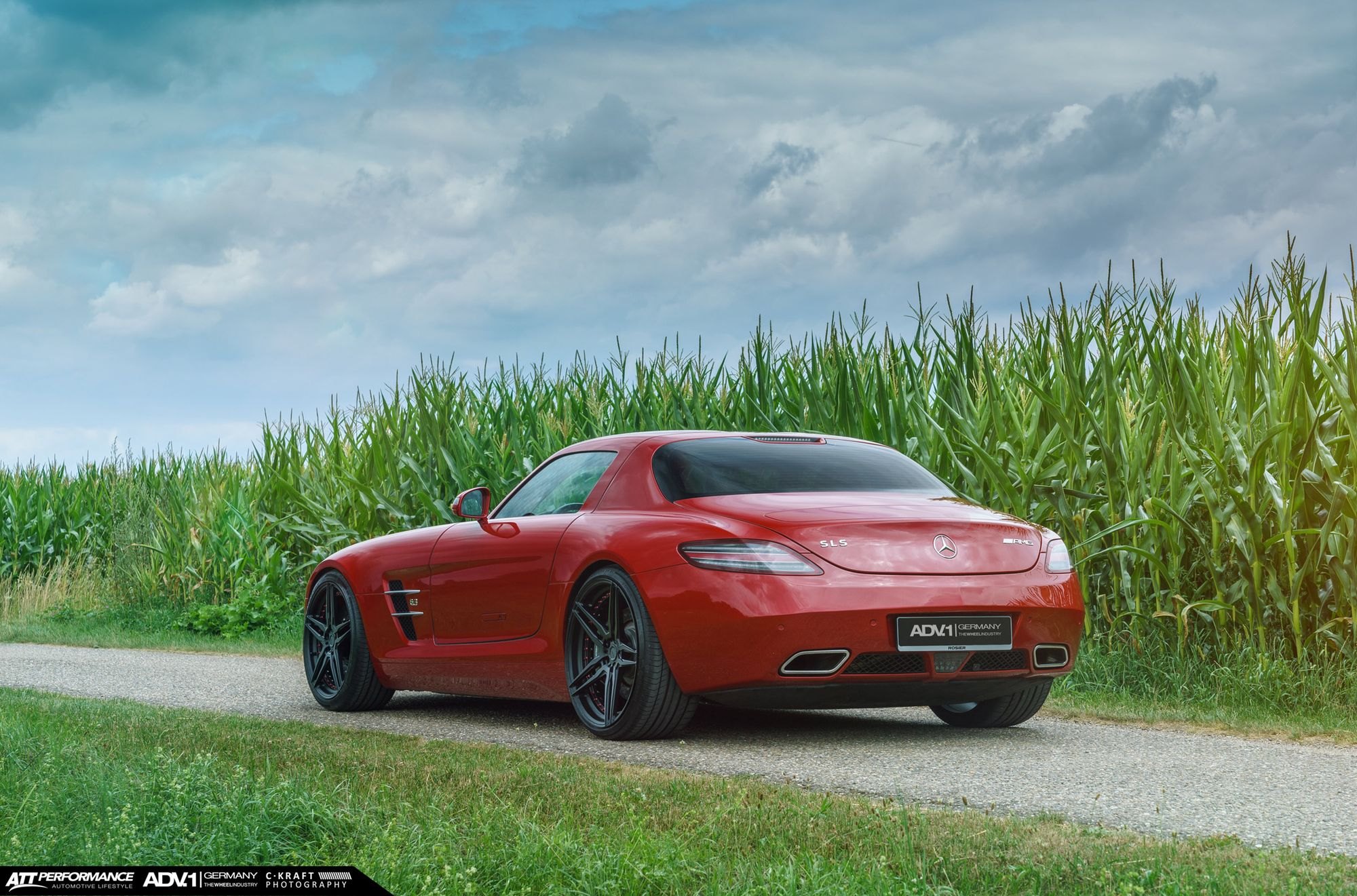 Red Mercedes SLS with Matte Black ADV1 Wheels - Photo by ADV.1