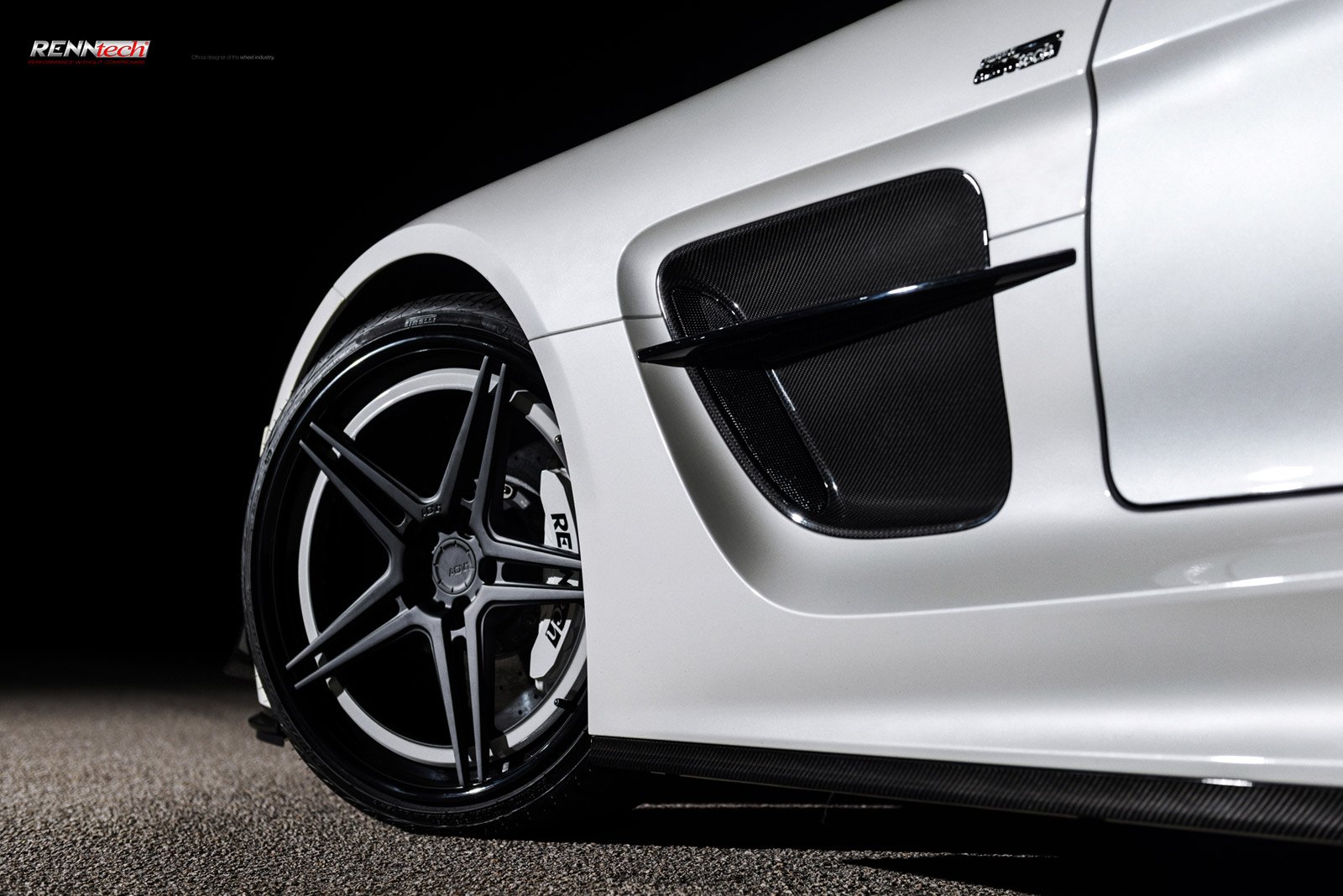 Matte Black ADV1 Rims on White Mercedes SLS - Photo by ADV.1