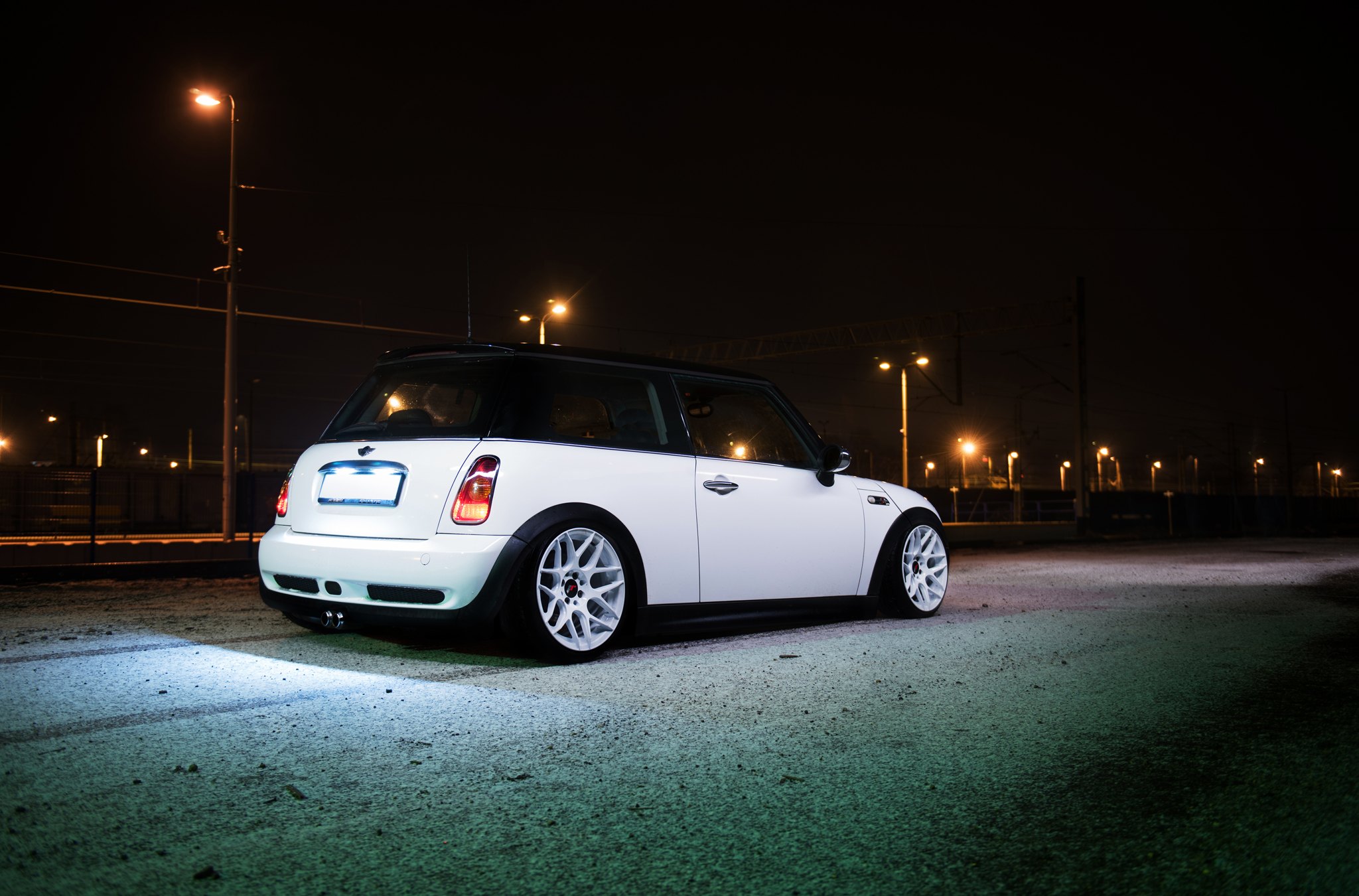 White Mini Cooper with Aftermarket Rear Diffuser - Photo by JR Wheels