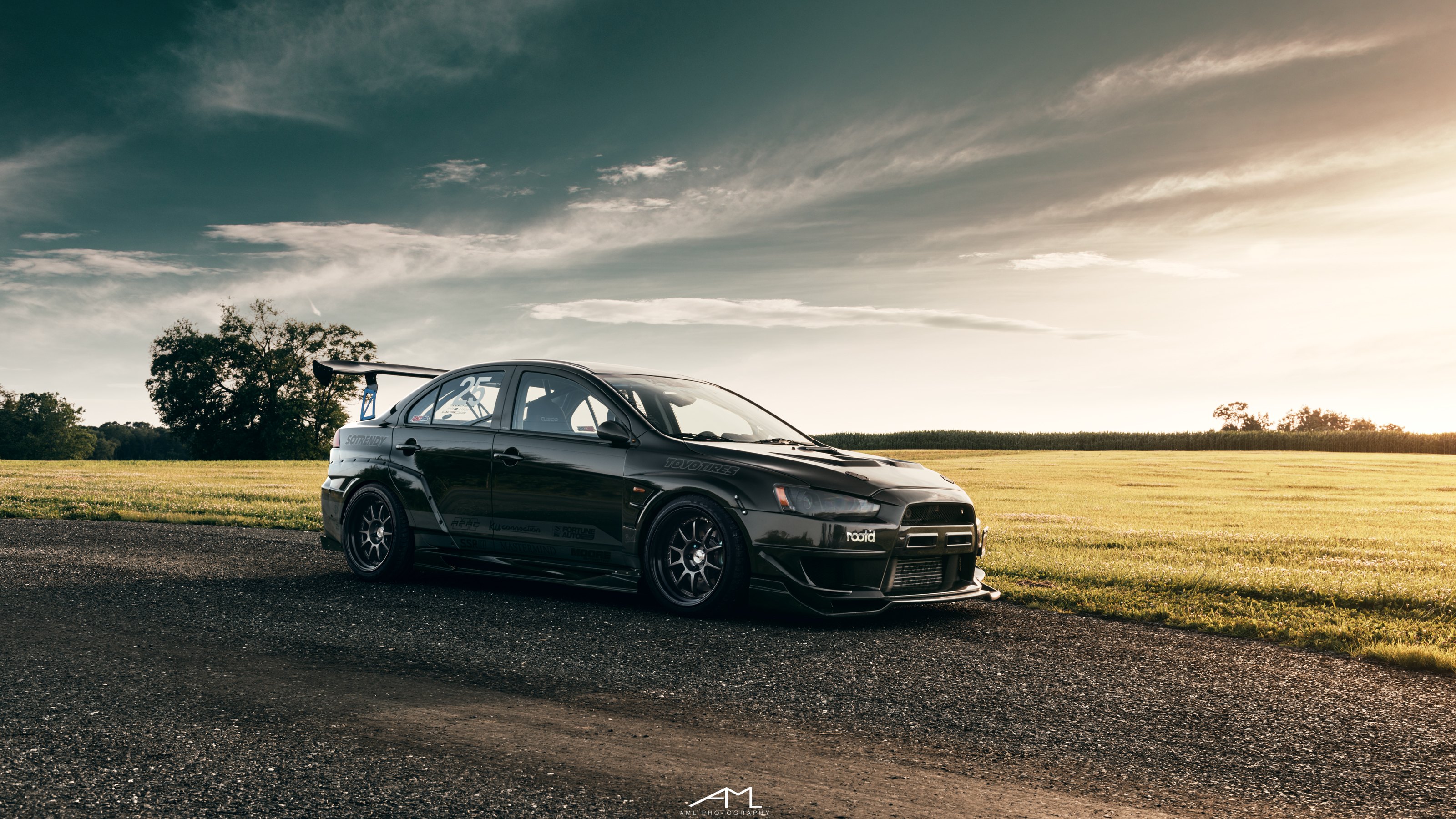 Custom Black Stanced Mitsubishi Evolution - Photo by Arlen Liverman