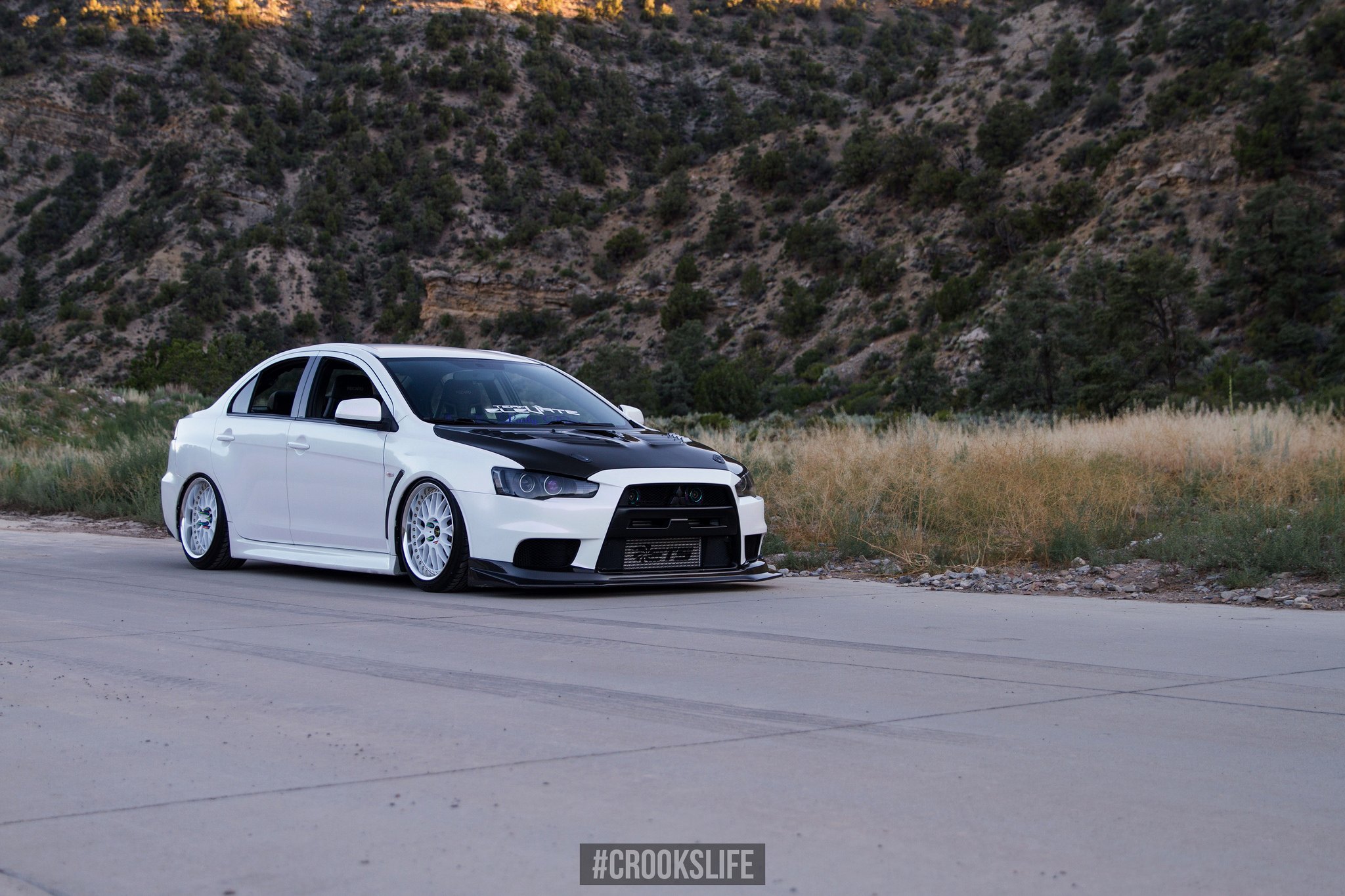 Custom Hood with Air Vents on Mitsubishi Lancer Evolution - Photo by Jimmy Crook