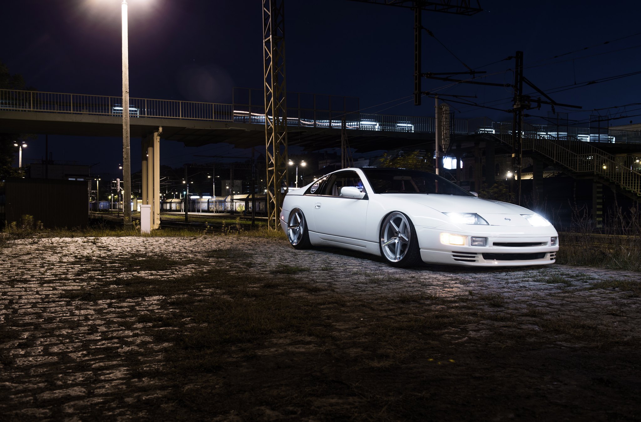 Front Bumper with Fog Lights on White Nissan 300ZX - Photo by JR Wheels