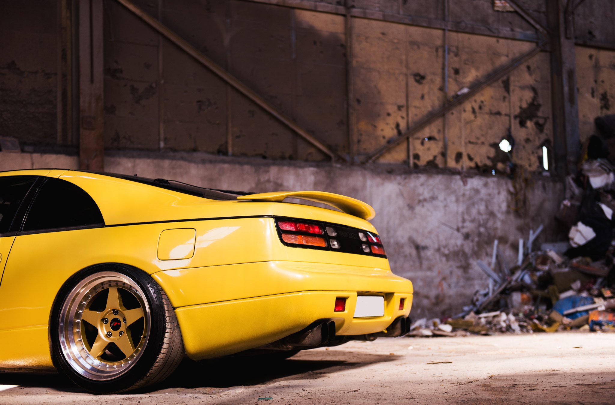 Yellow Nissan 300ZX with Custom Style Rear Spoiler - Photo by JR Wheels