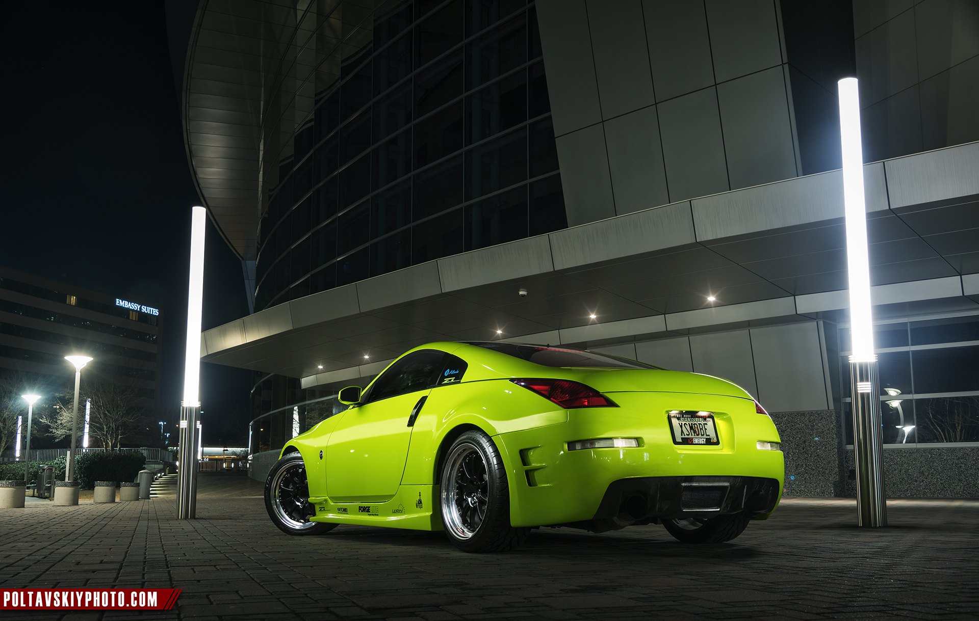 Lime Green Nissan 350Z with Carbon Fiber Rear Diffuser - Photo by Forgeline Motorsports